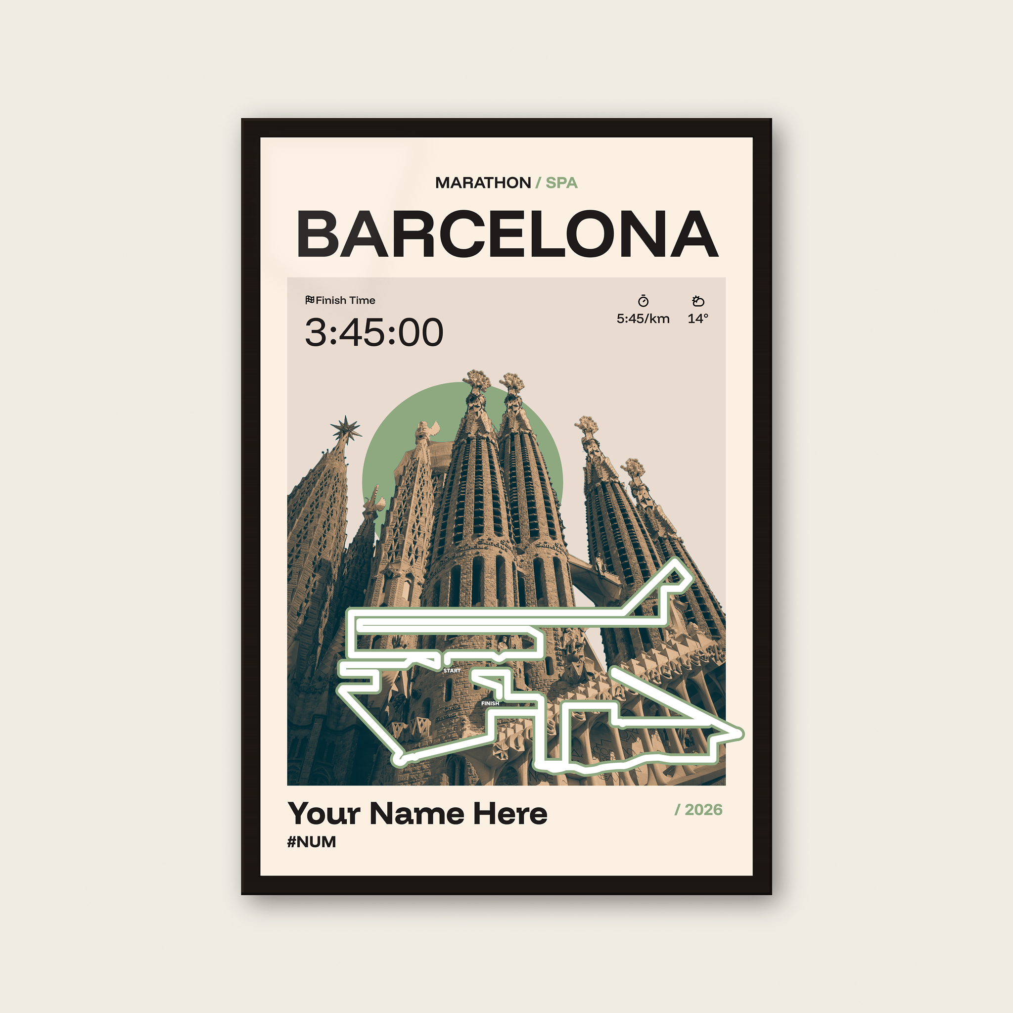 Barcelona Marathon Personalised Race Print