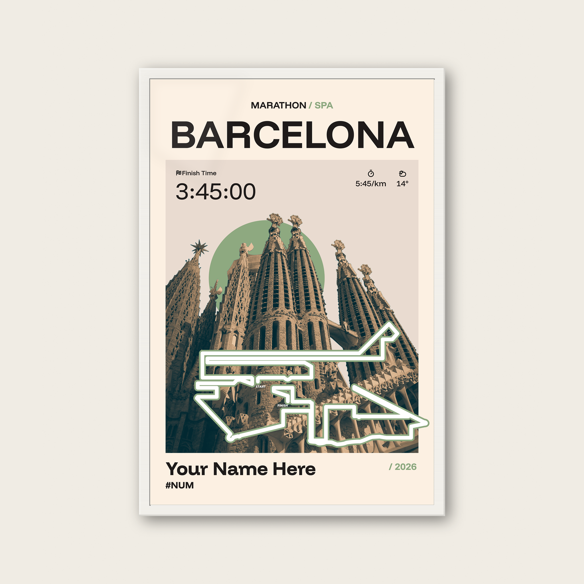 Barcelona Marathon Personalised Race Print