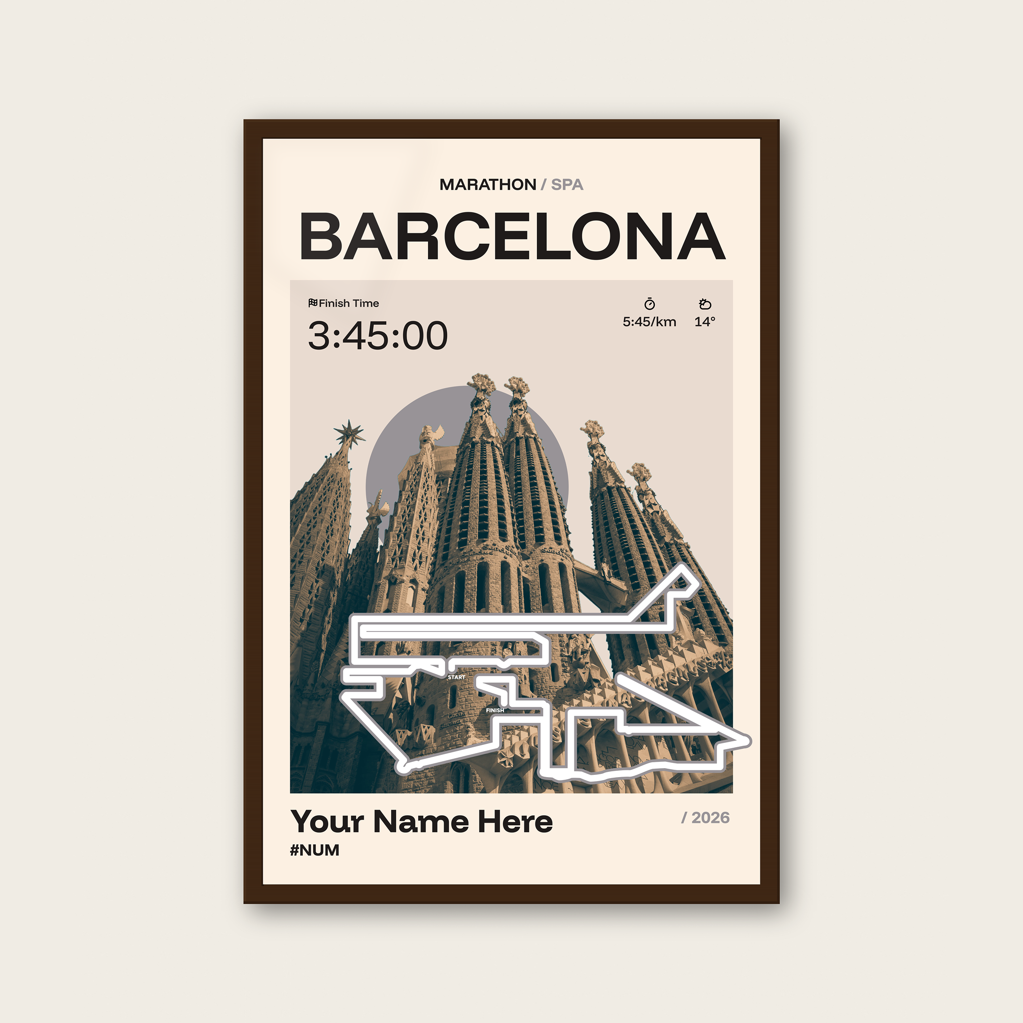 Barcelona Marathon Personalised Race Print
