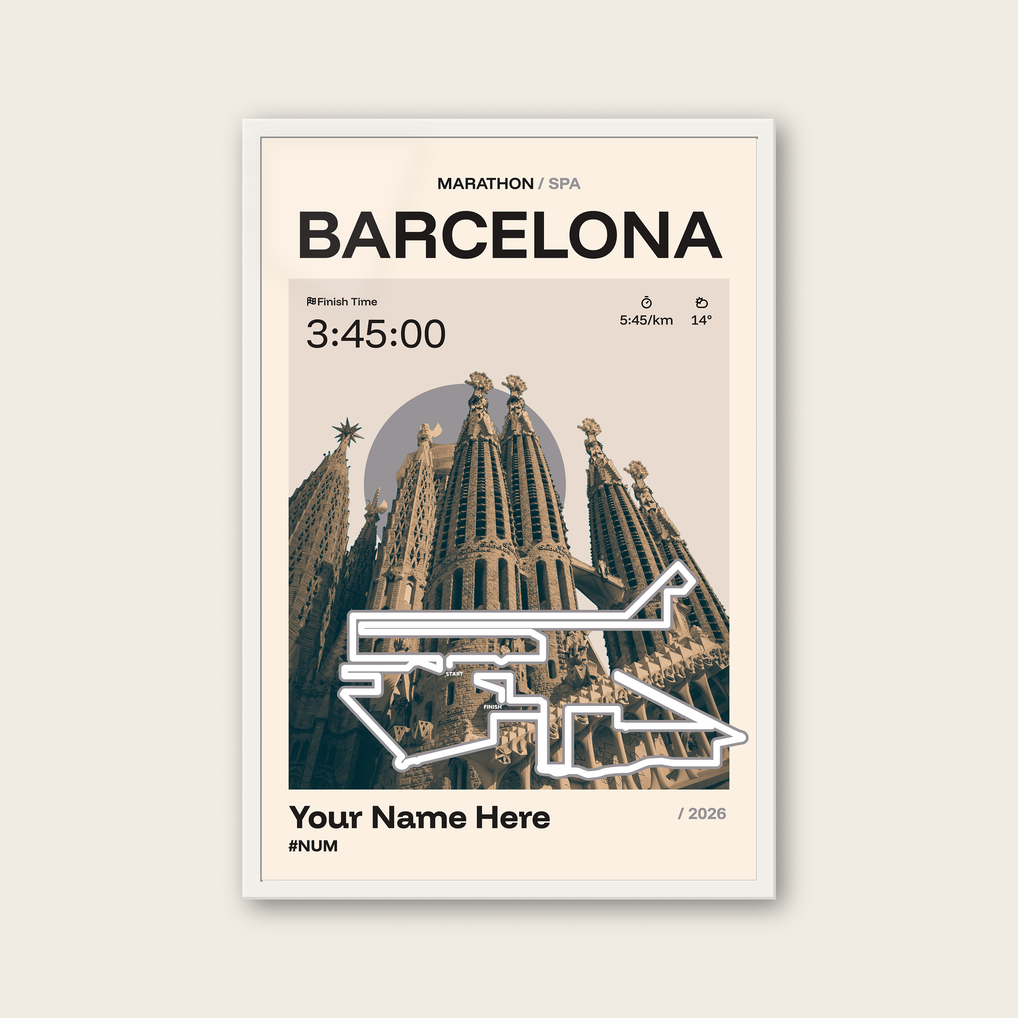 Barcelona Marathon Personalised Race Print