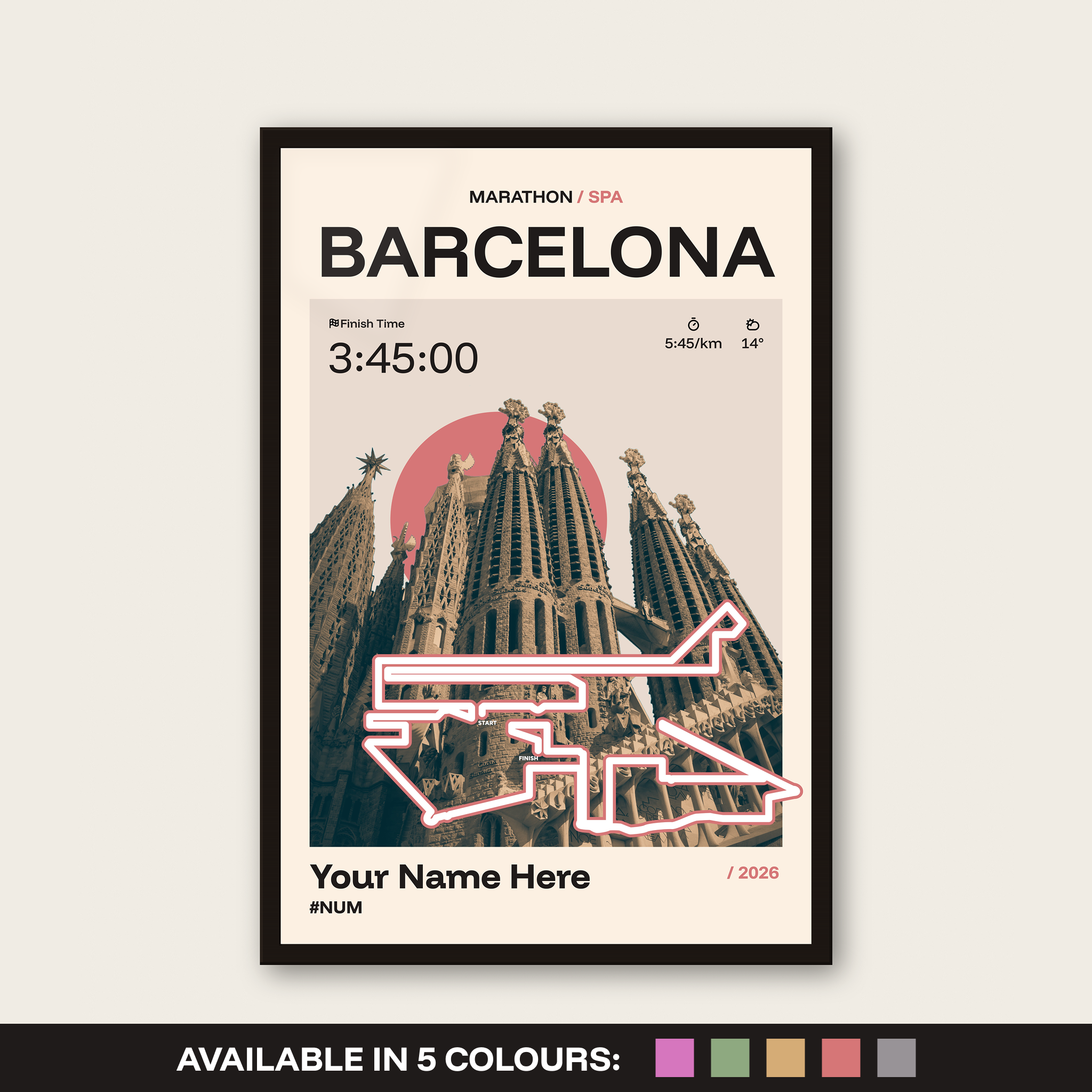 Barcelona Marathon Personalised Race Print