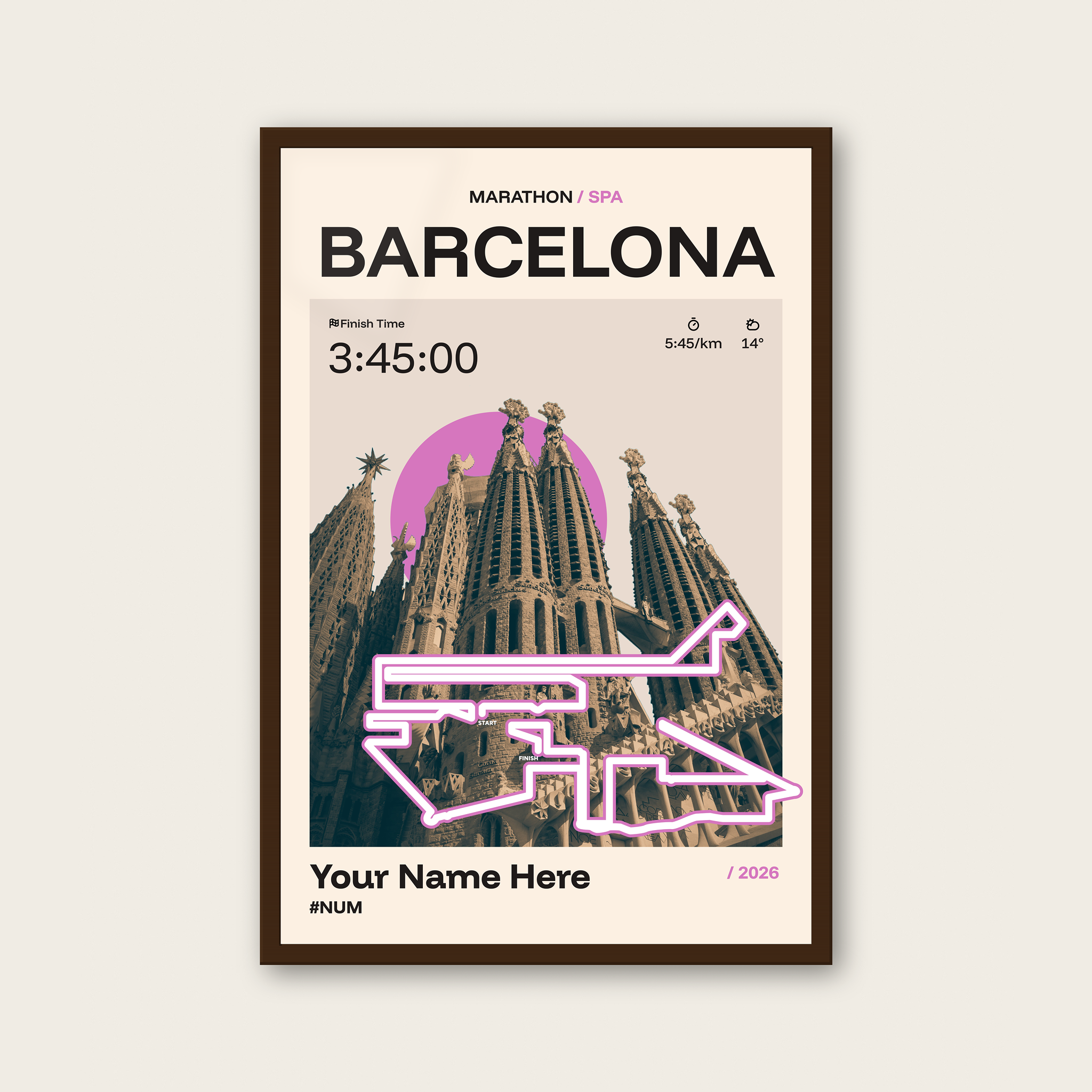 Barcelona Marathon Personalised Race Print