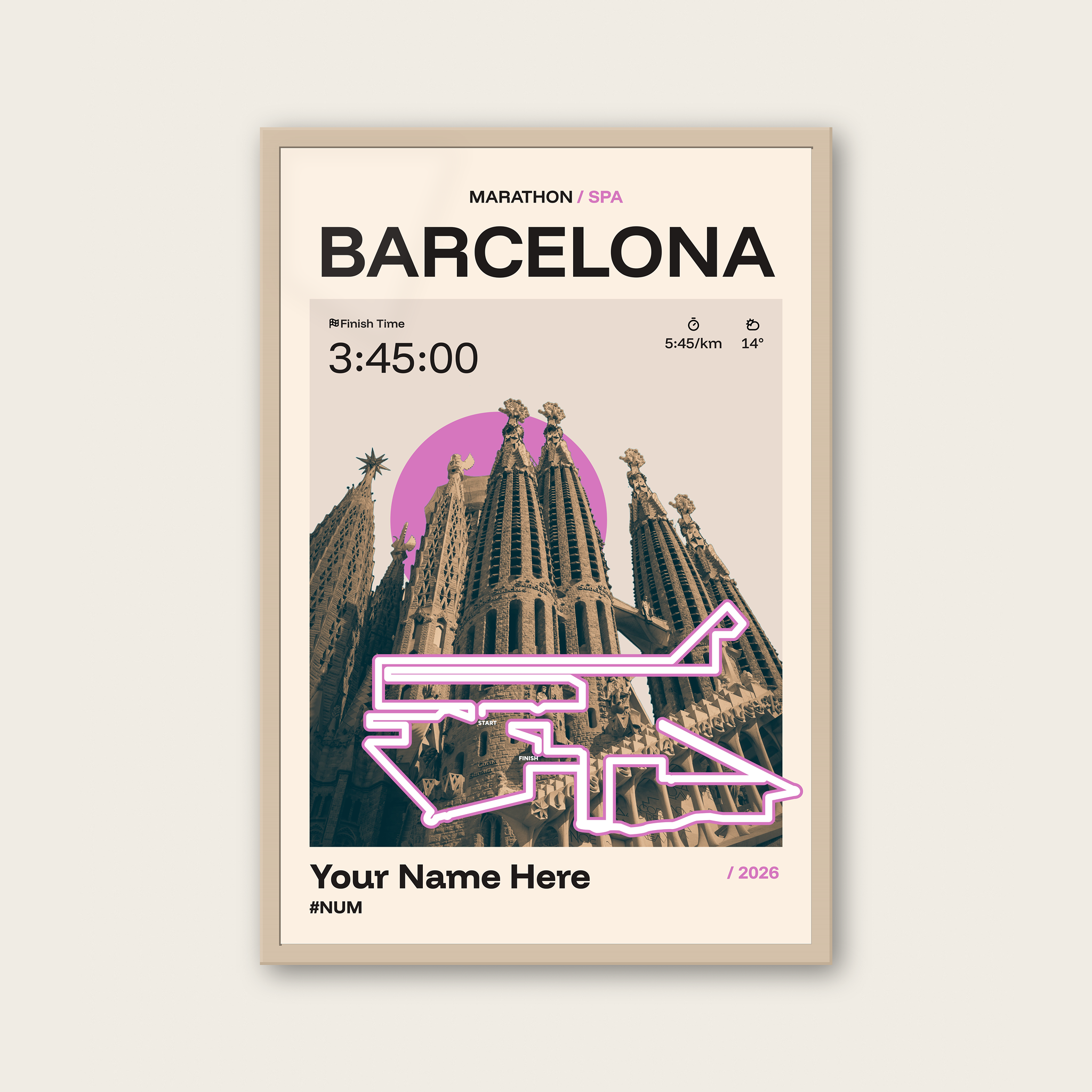 Barcelona Marathon Personalised Race Print