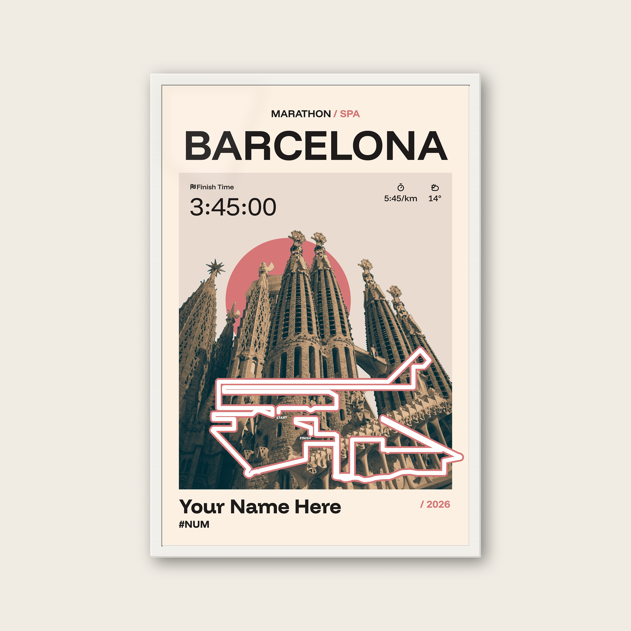 Barcelona Marathon Personalised Race Print