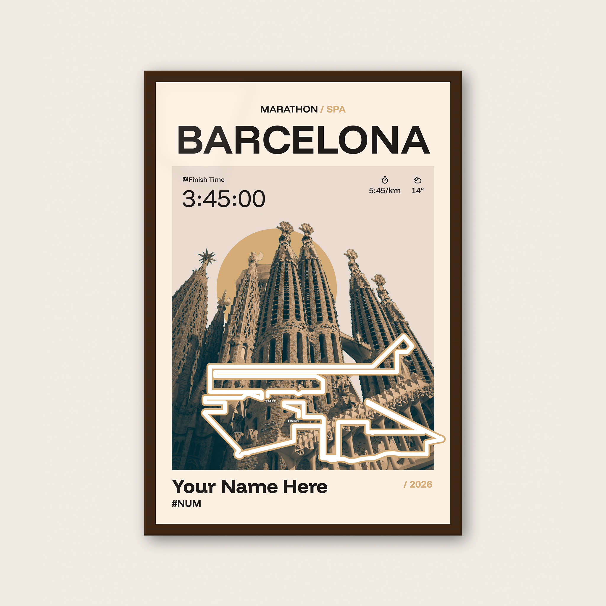 Barcelona Marathon Personalised Race Print