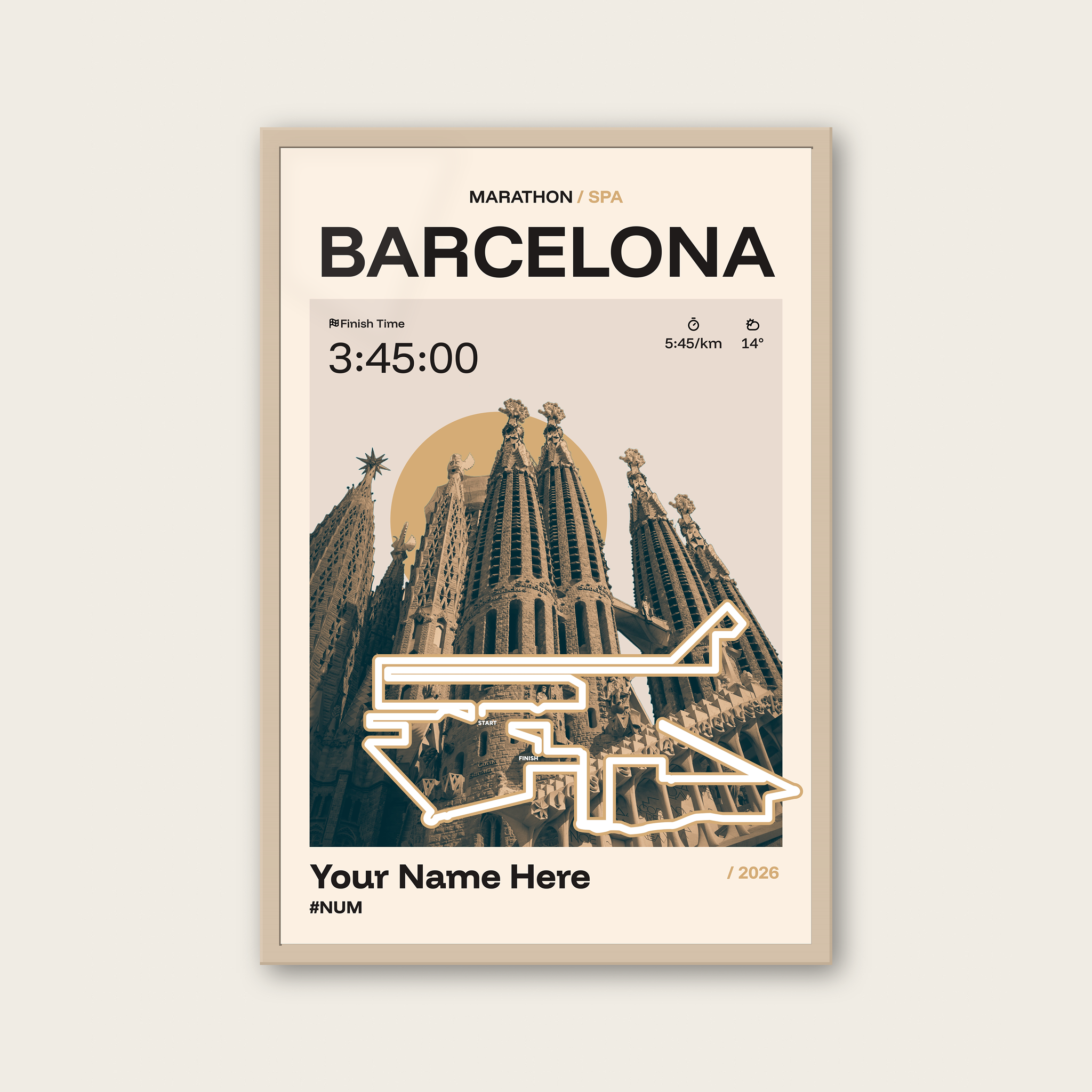Barcelona Marathon Personalised Race Print
