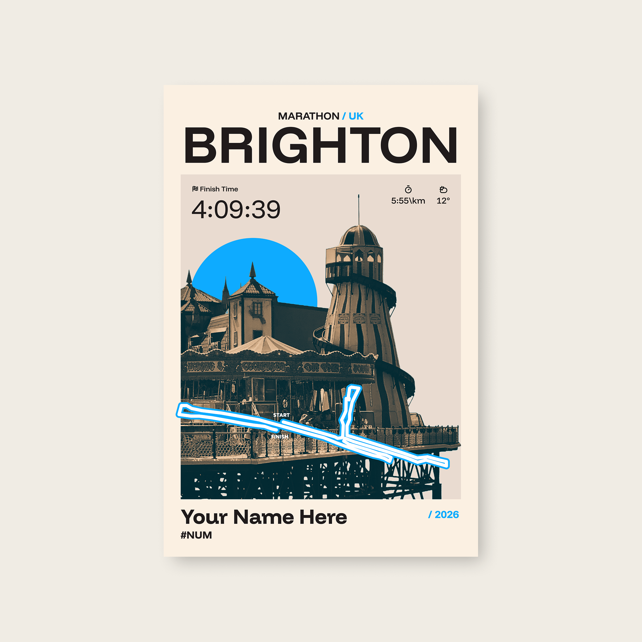Brighton Marathon Personalised Race Print