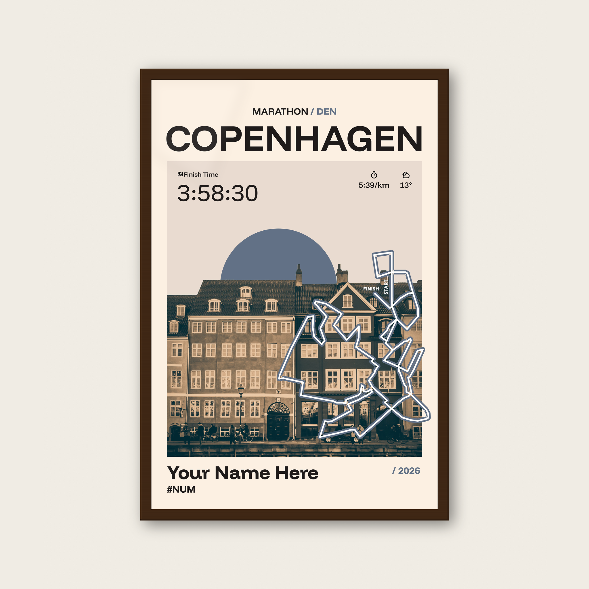 Copenhagen Marathon Personalised Race Print