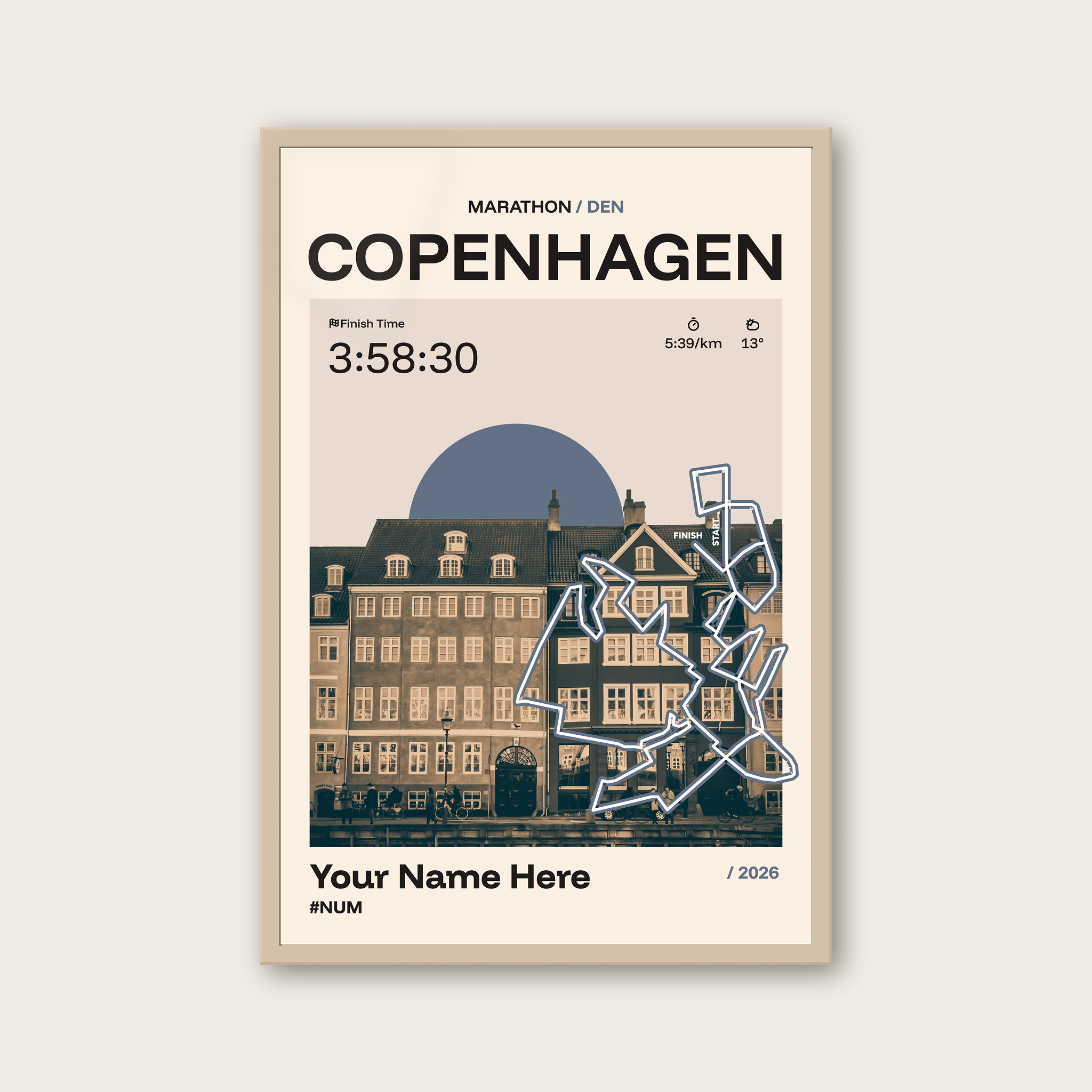 Copenhagen Marathon Personalised Race Print
