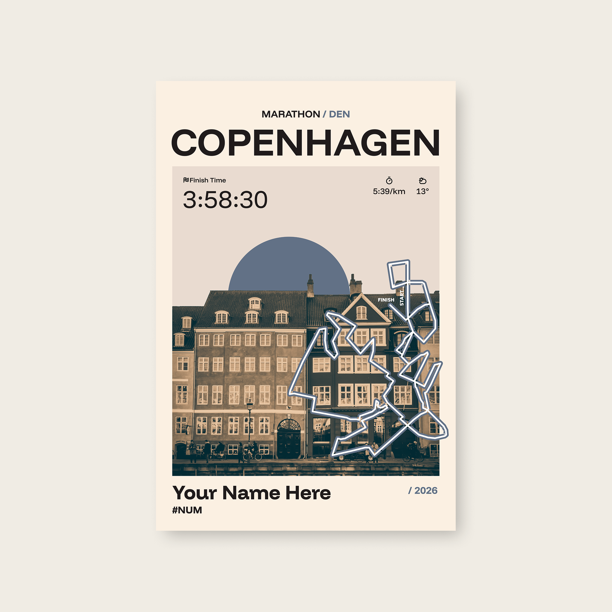 Copenhagen Marathon Personalised Race Print