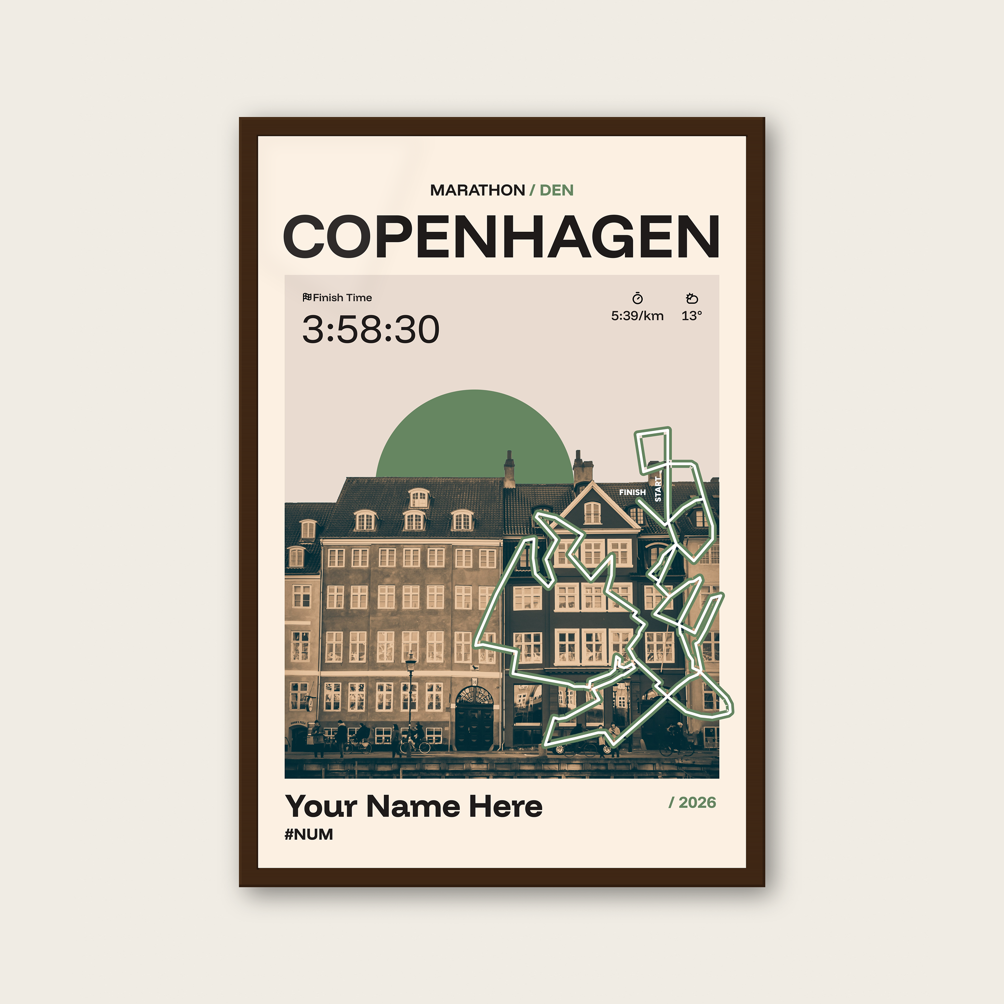 Copenhagen Marathon Personalised Race Print