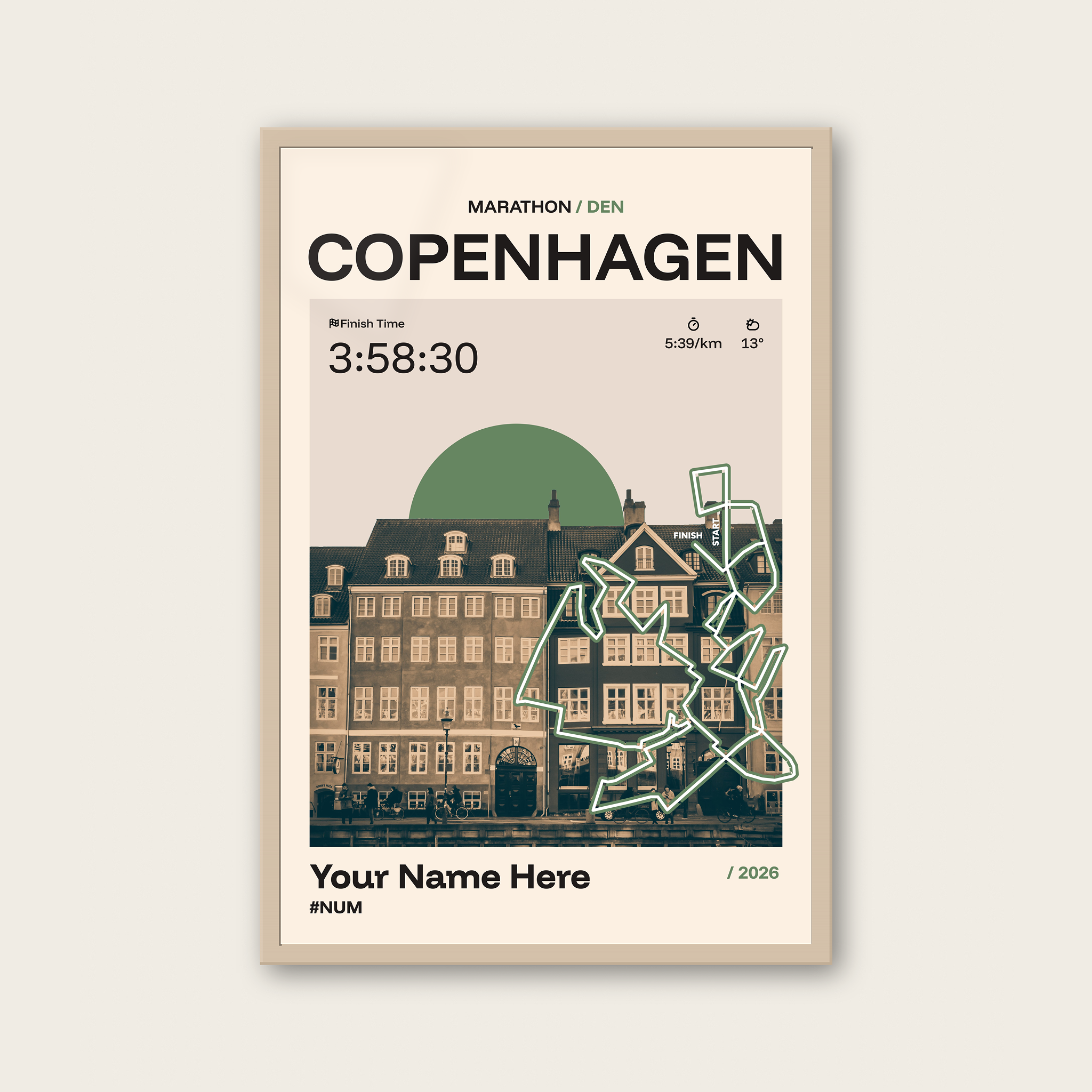 Copenhagen Marathon Personalised Race Print