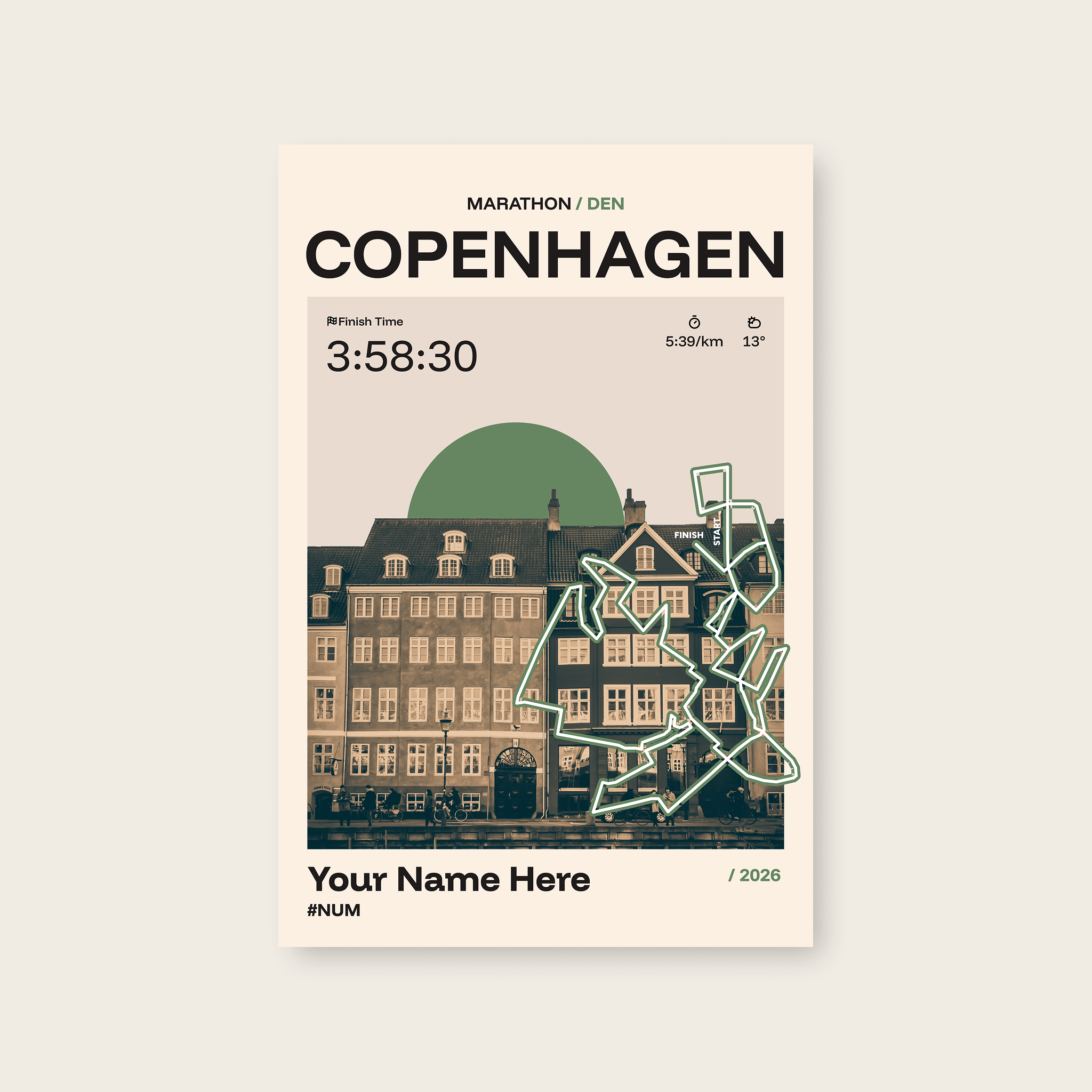 Copenhagen Marathon Personalised Race Print