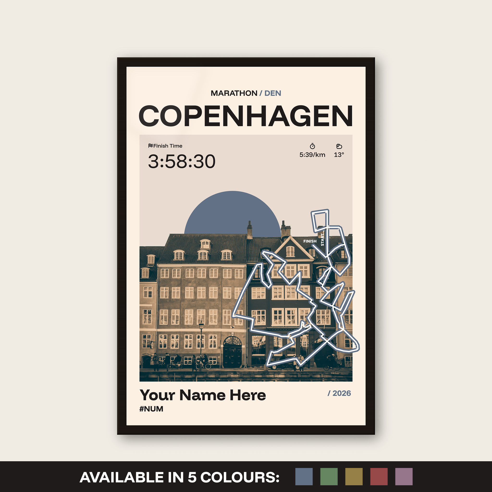 Copenhagen Marathon Personalised Race Print