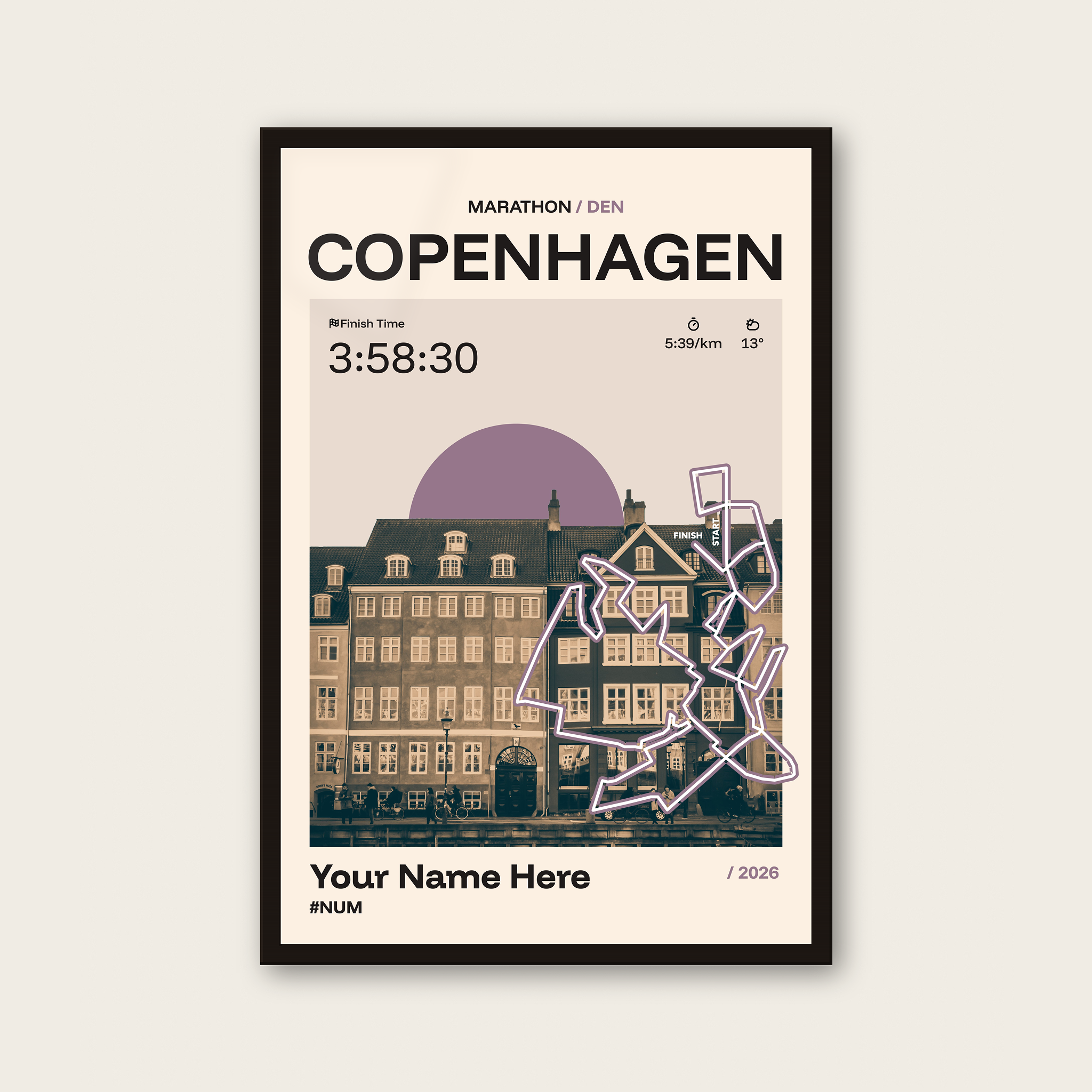 Copenhagen Marathon Personalised Race Print