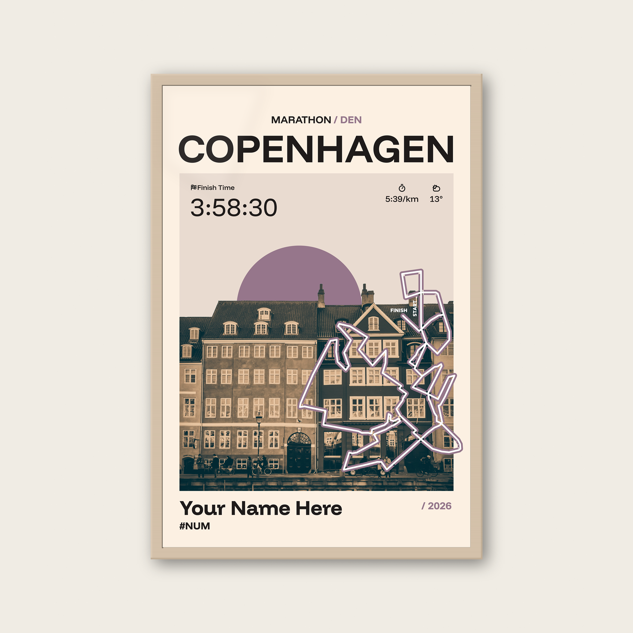 Copenhagen Marathon Personalised Race Print