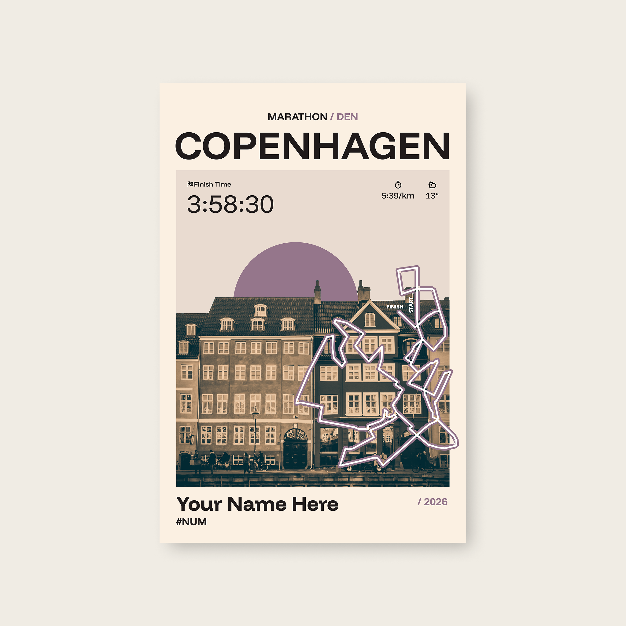 Copenhagen Marathon Personalised Race Print