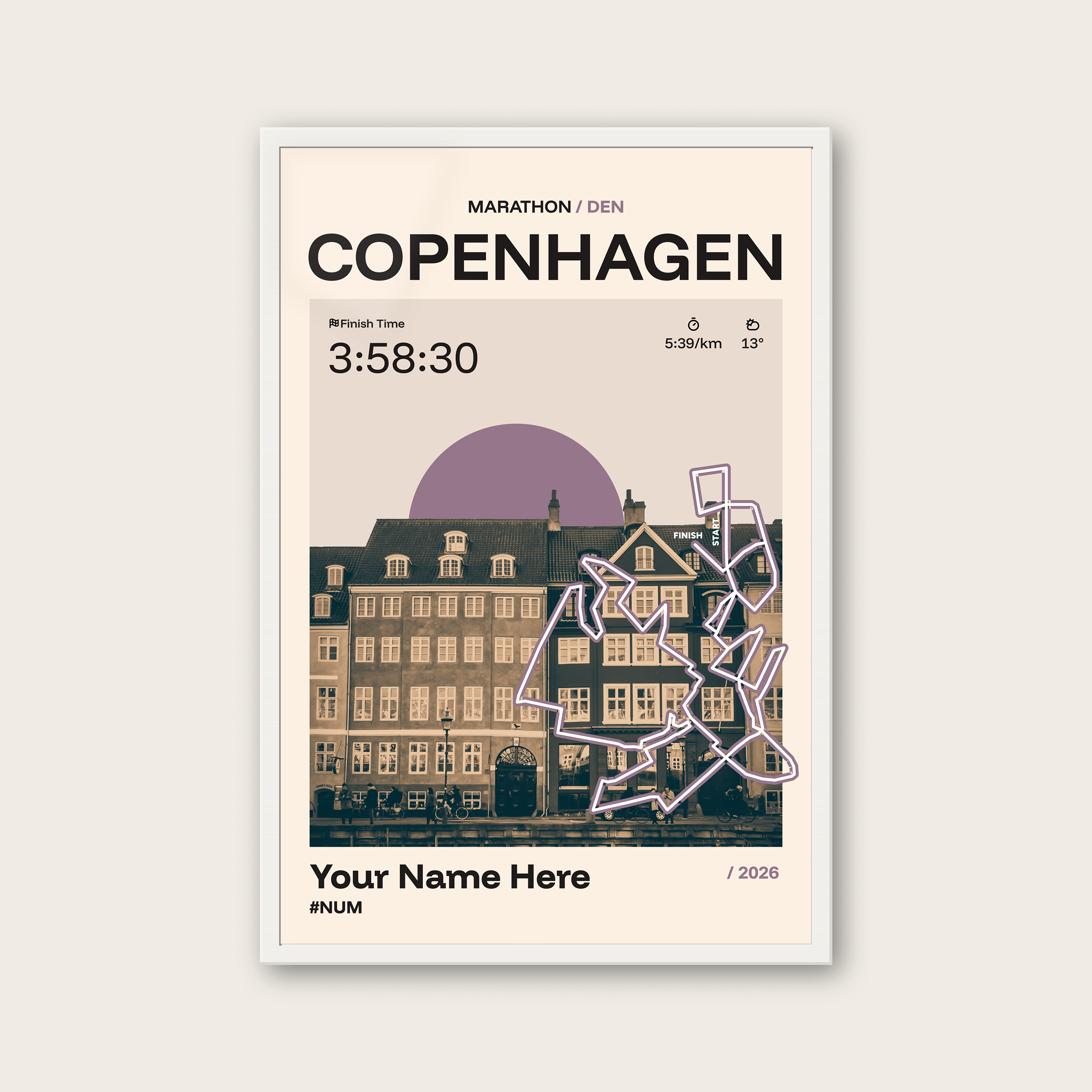 Copenhagen Marathon Personalised Race Print