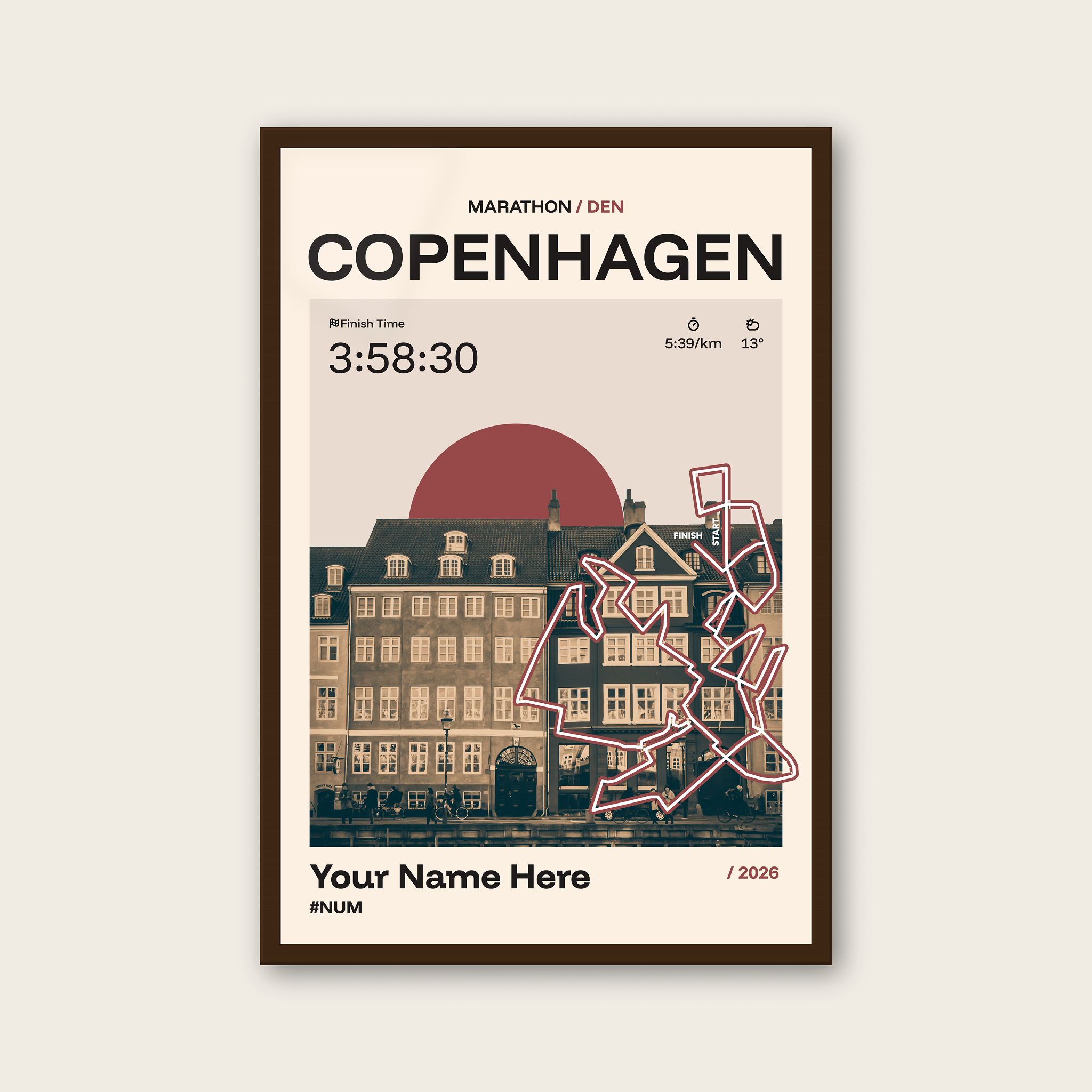 Copenhagen Marathon Personalised Race Print
