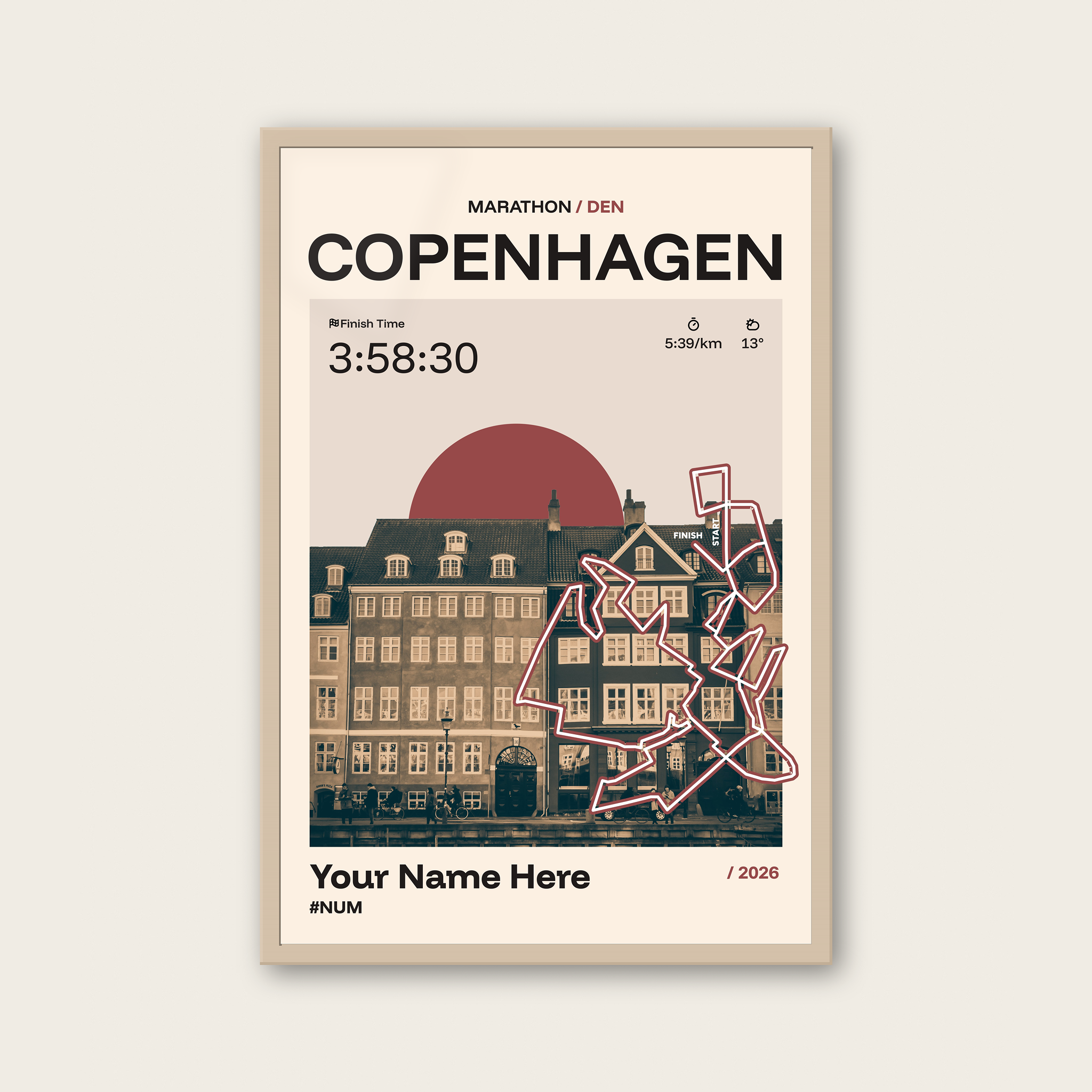 Copenhagen Marathon Personalised Race Print