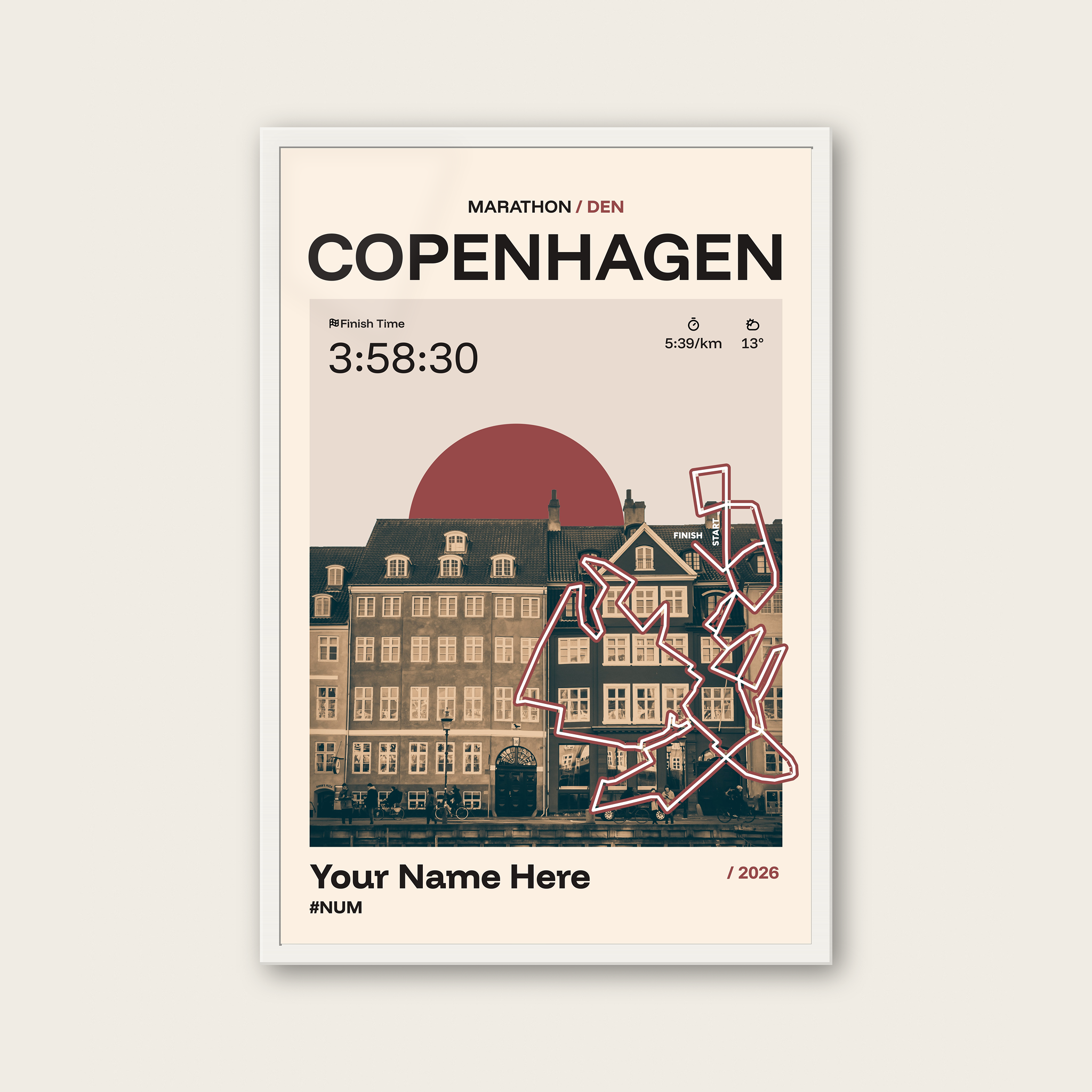 Copenhagen Marathon Personalised Race Print