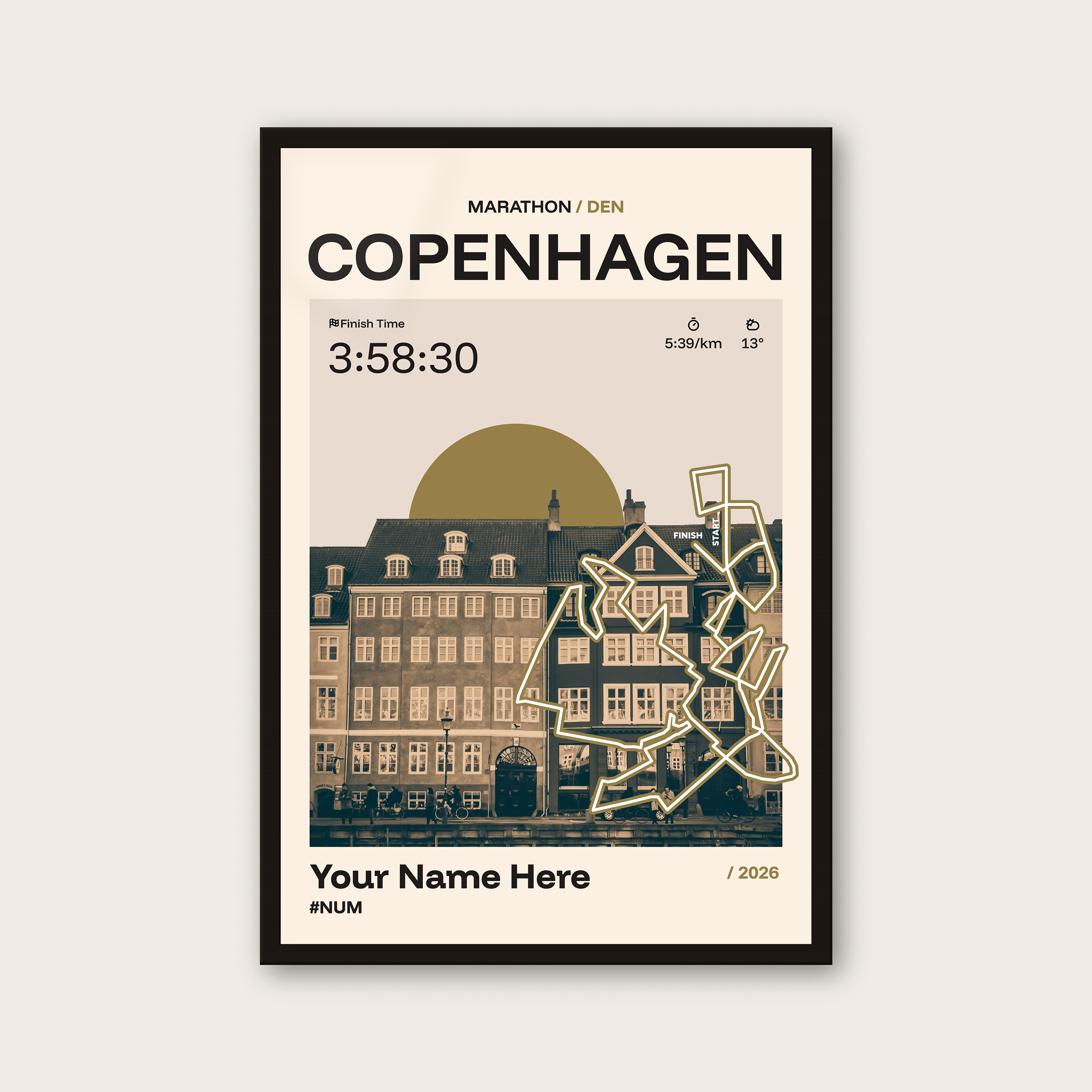 Copenhagen Marathon Personalised Race Print