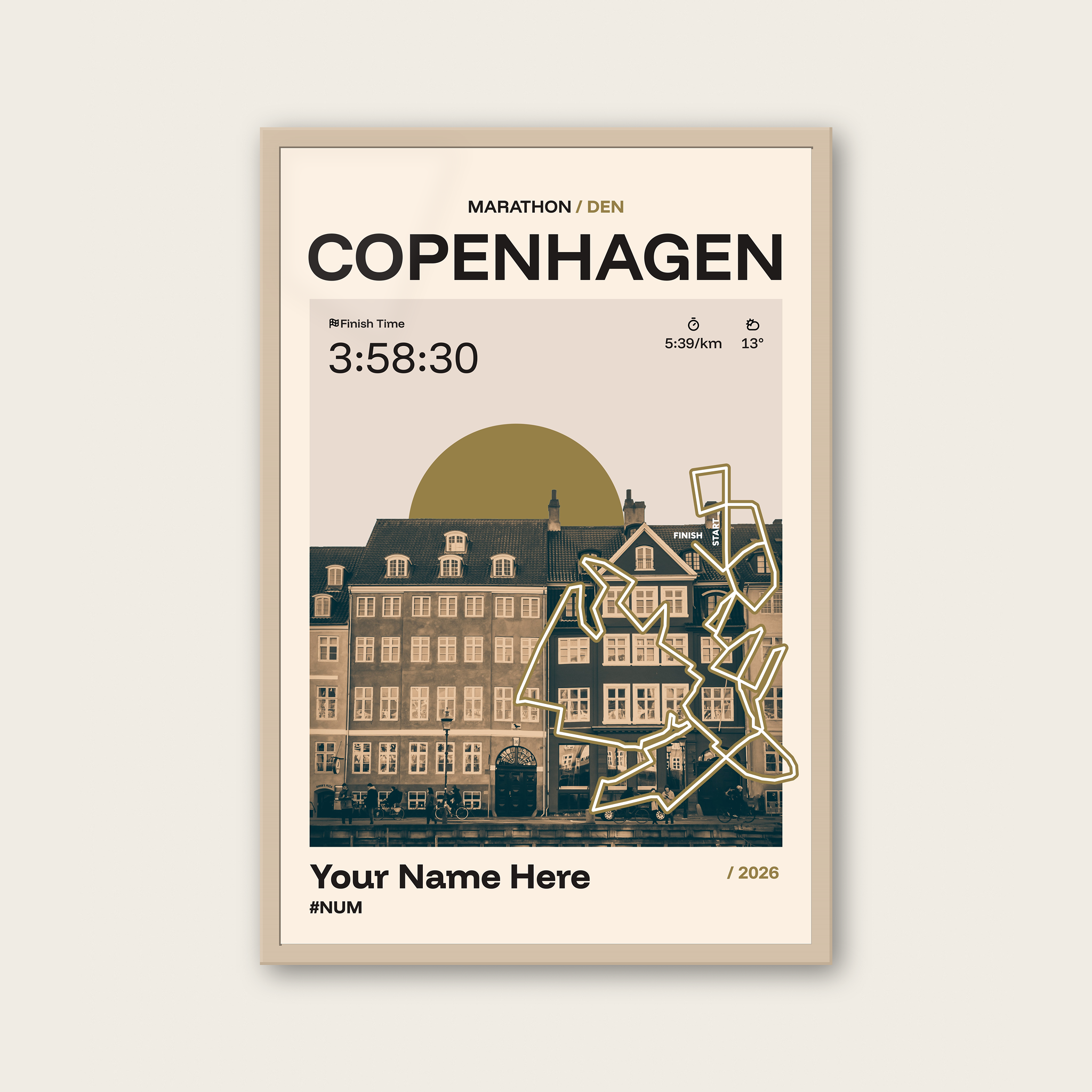 Copenhagen Marathon Personalised Race Print