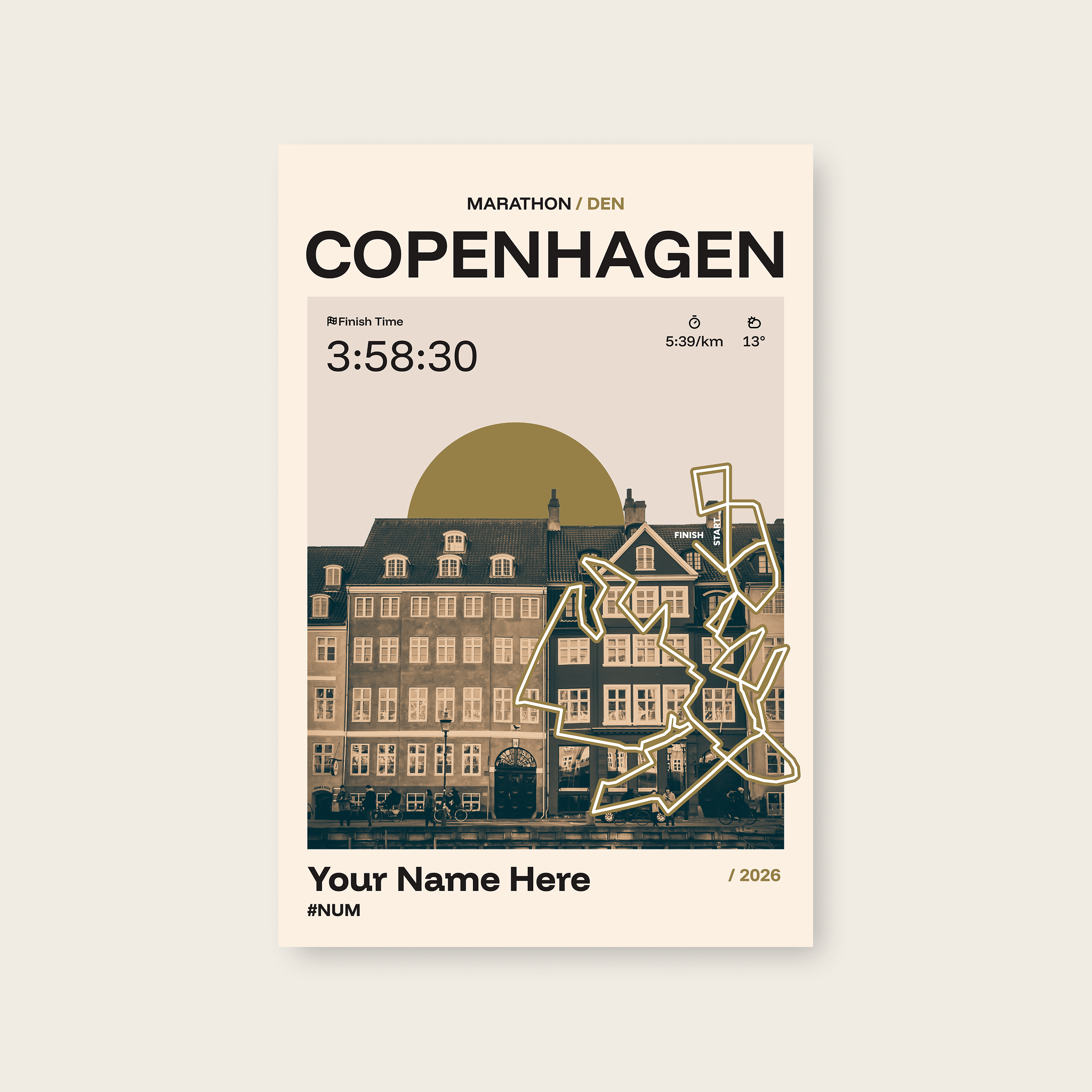 Copenhagen Marathon Personalised Race Print