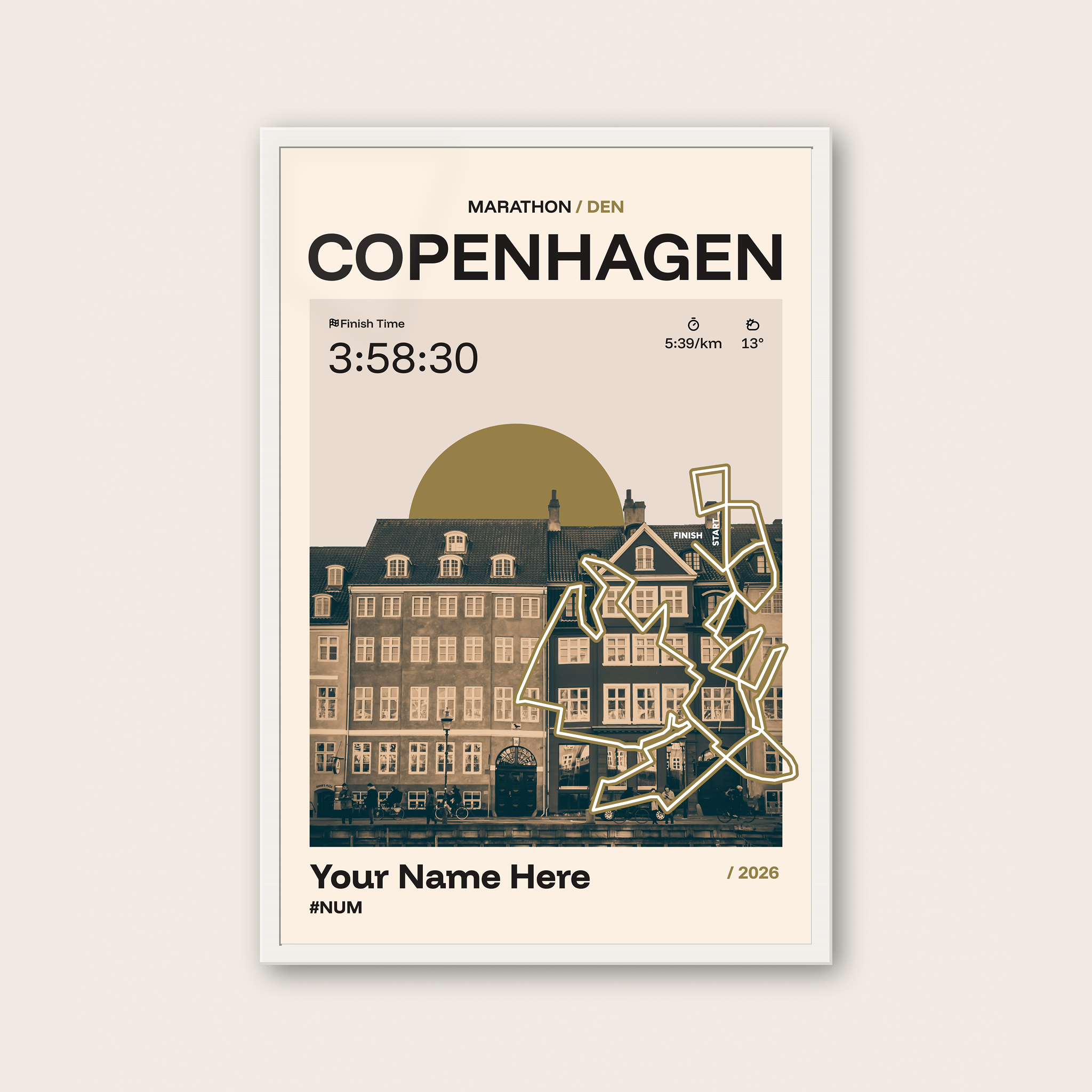 Copenhagen Marathon Personalised Race Print