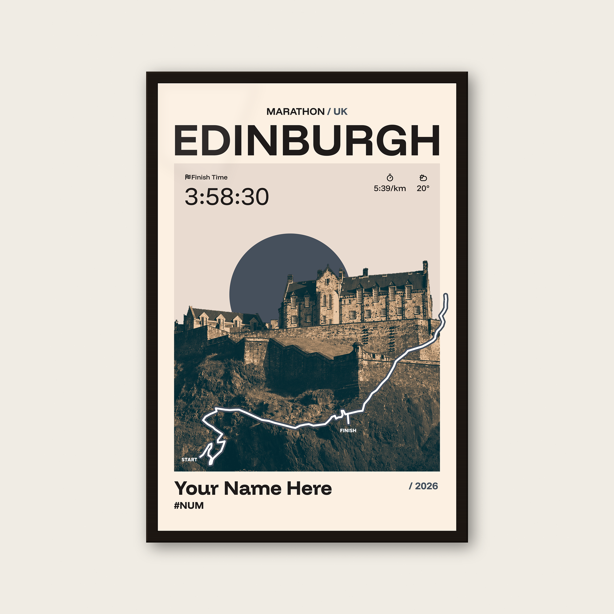 Edinburgh Marathon Personalised Race Print