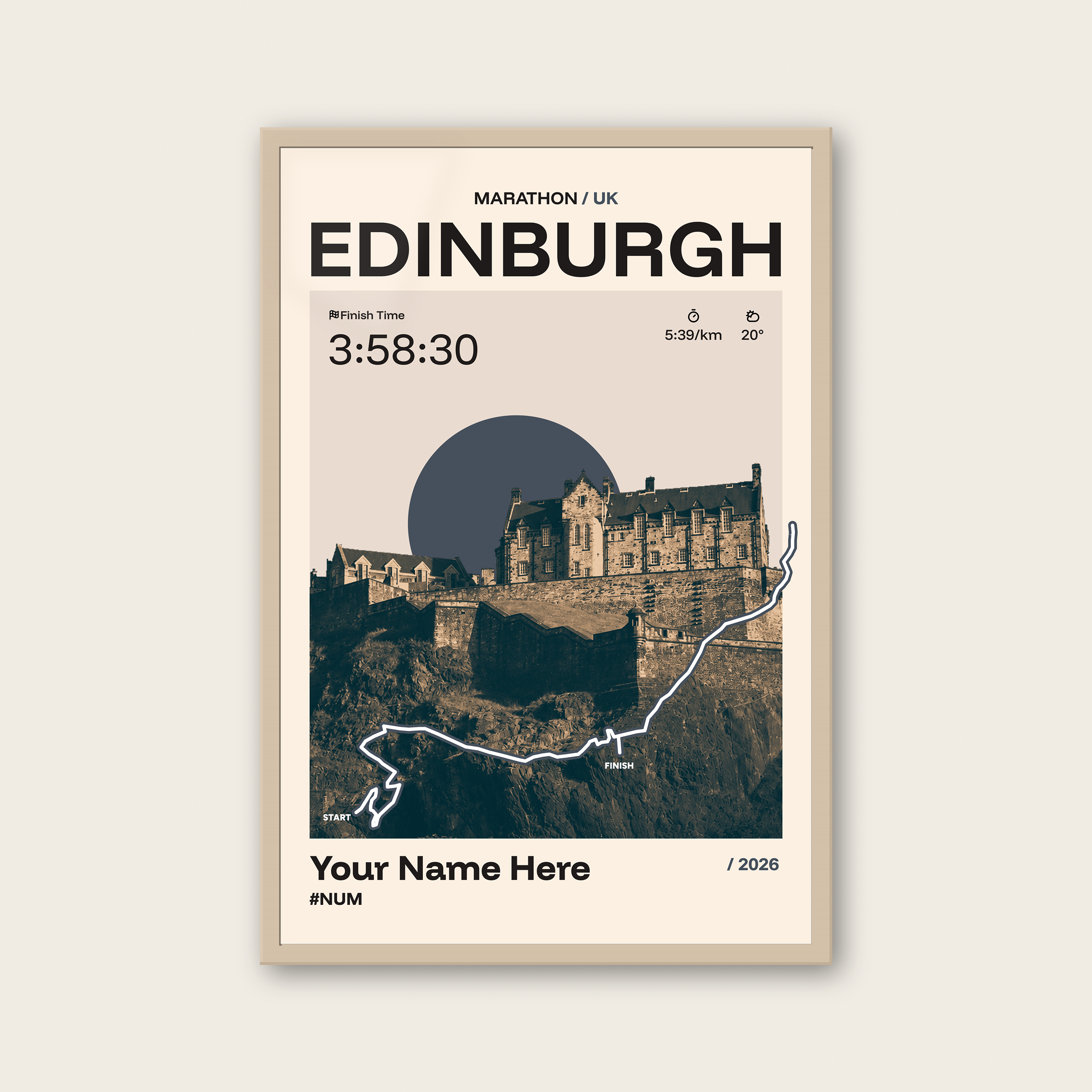Edinburgh Marathon Personalised Race Print