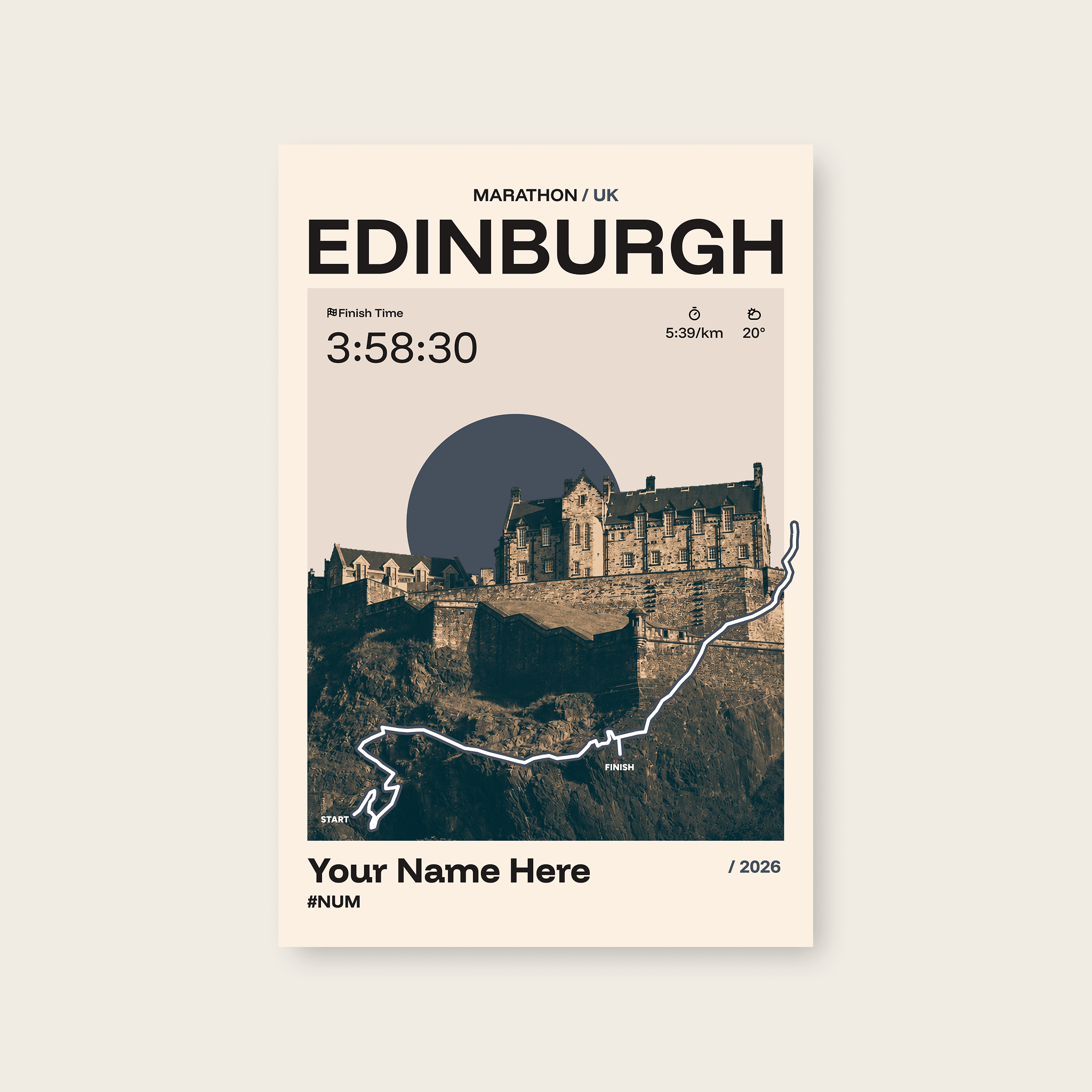 Edinburgh Marathon Personalised Race Print