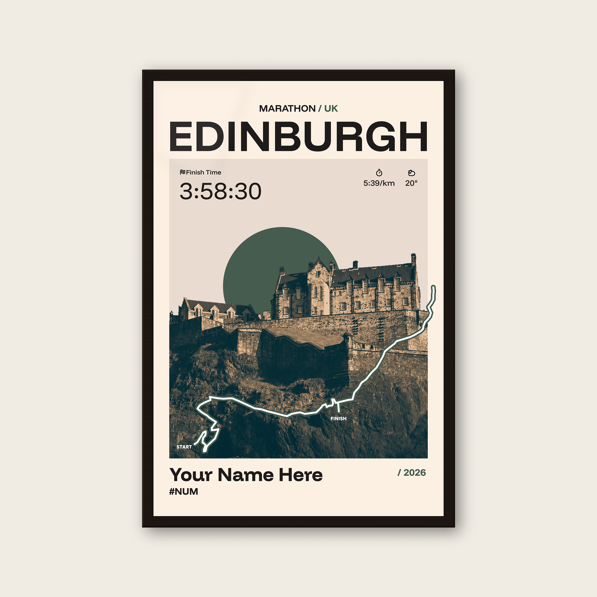 Edinburgh Marathon Personalised Race Print