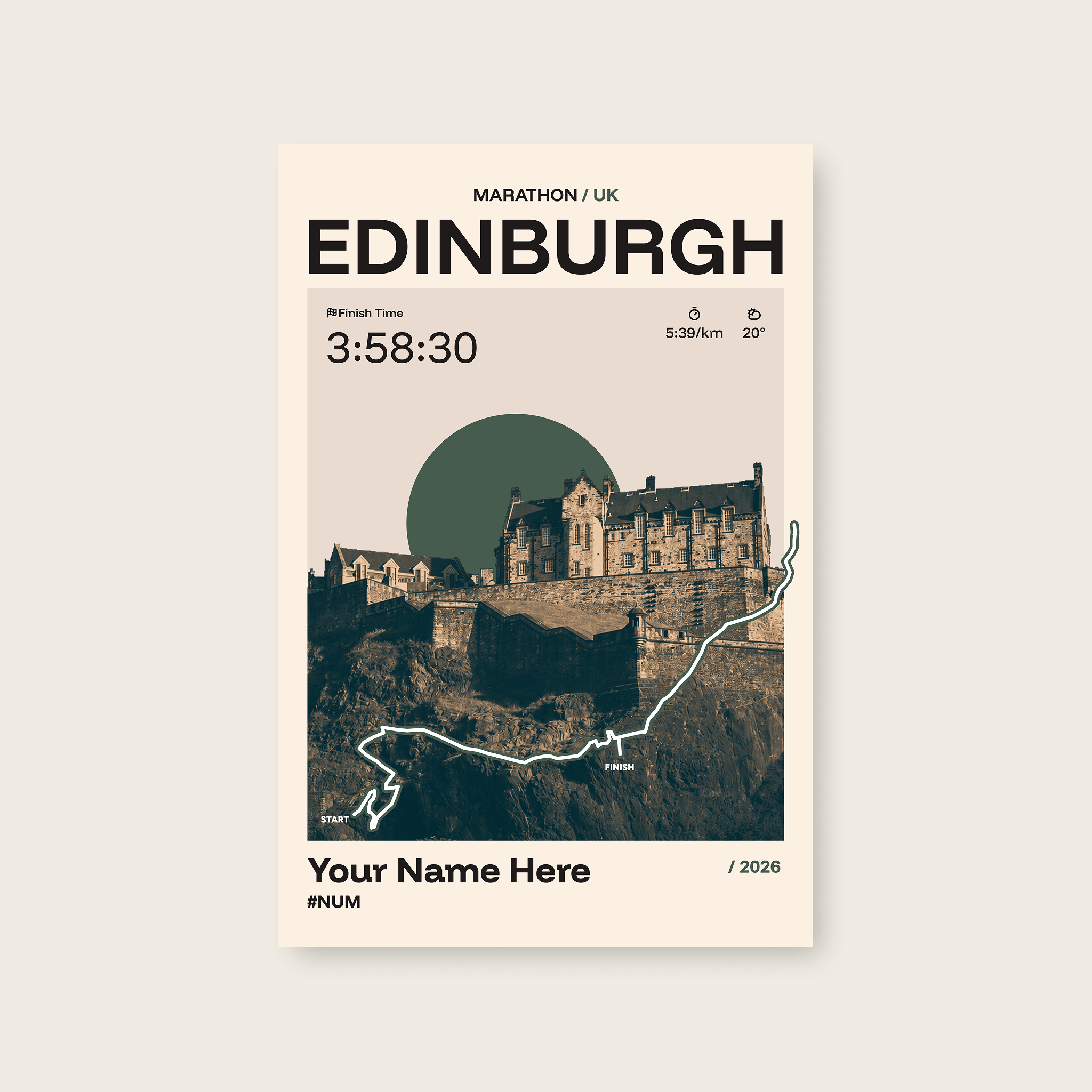 Edinburgh Marathon Personalised Race Print