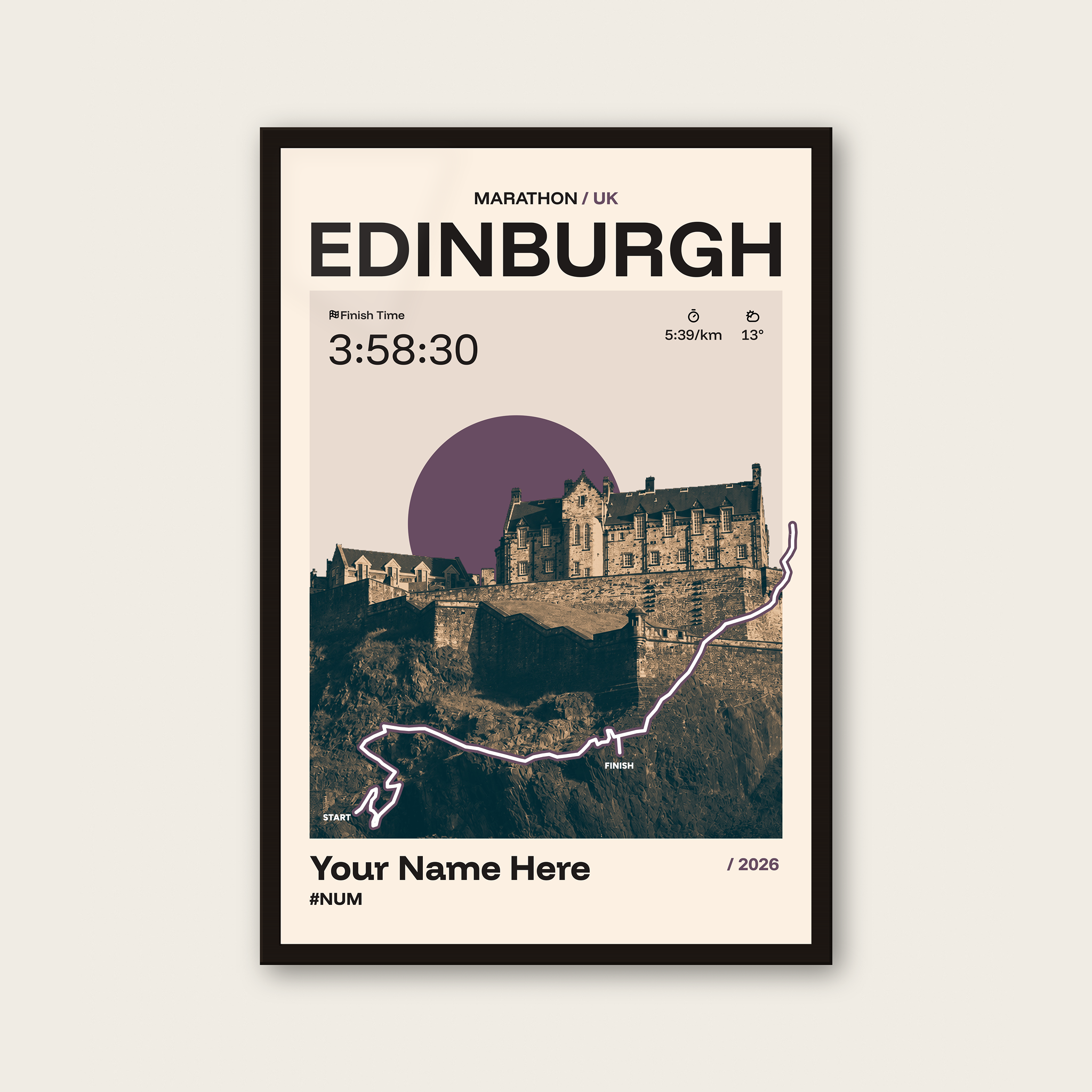 Edinburgh Marathon Personalised Race Print