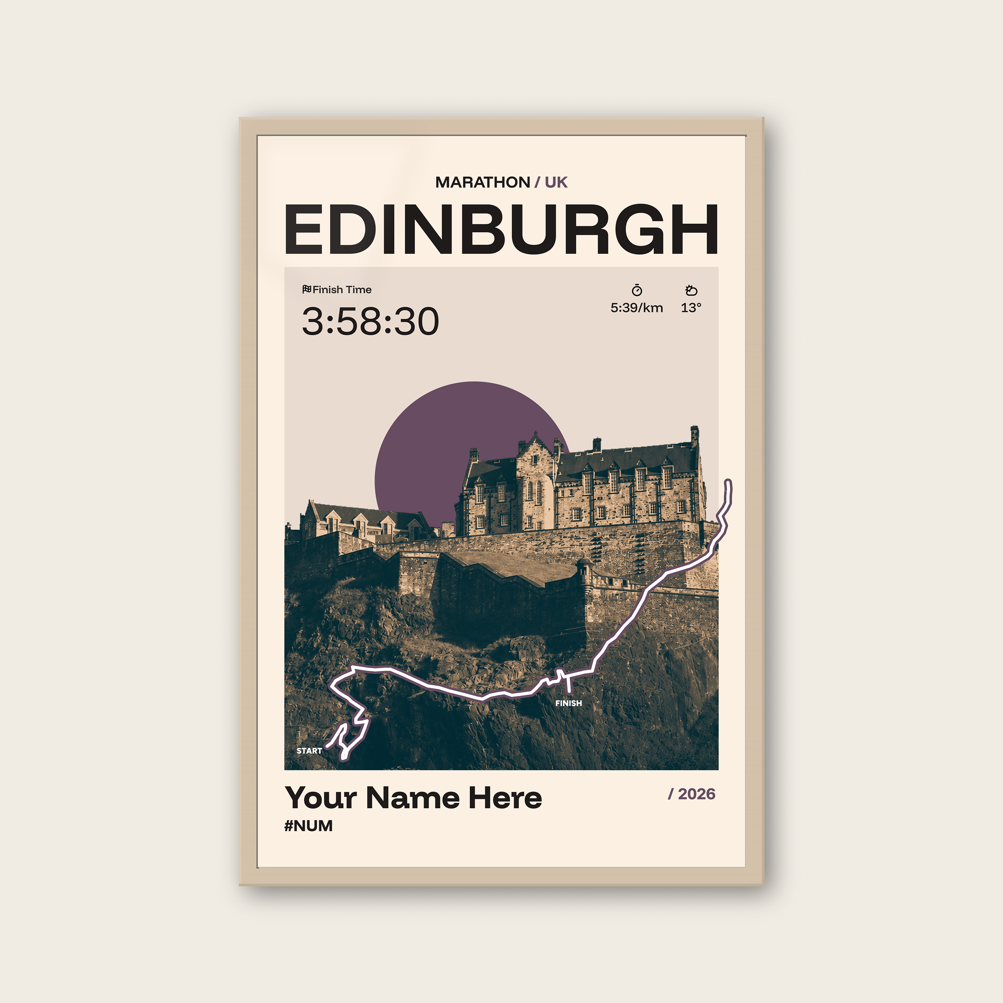 Edinburgh Marathon Personalised Race Print