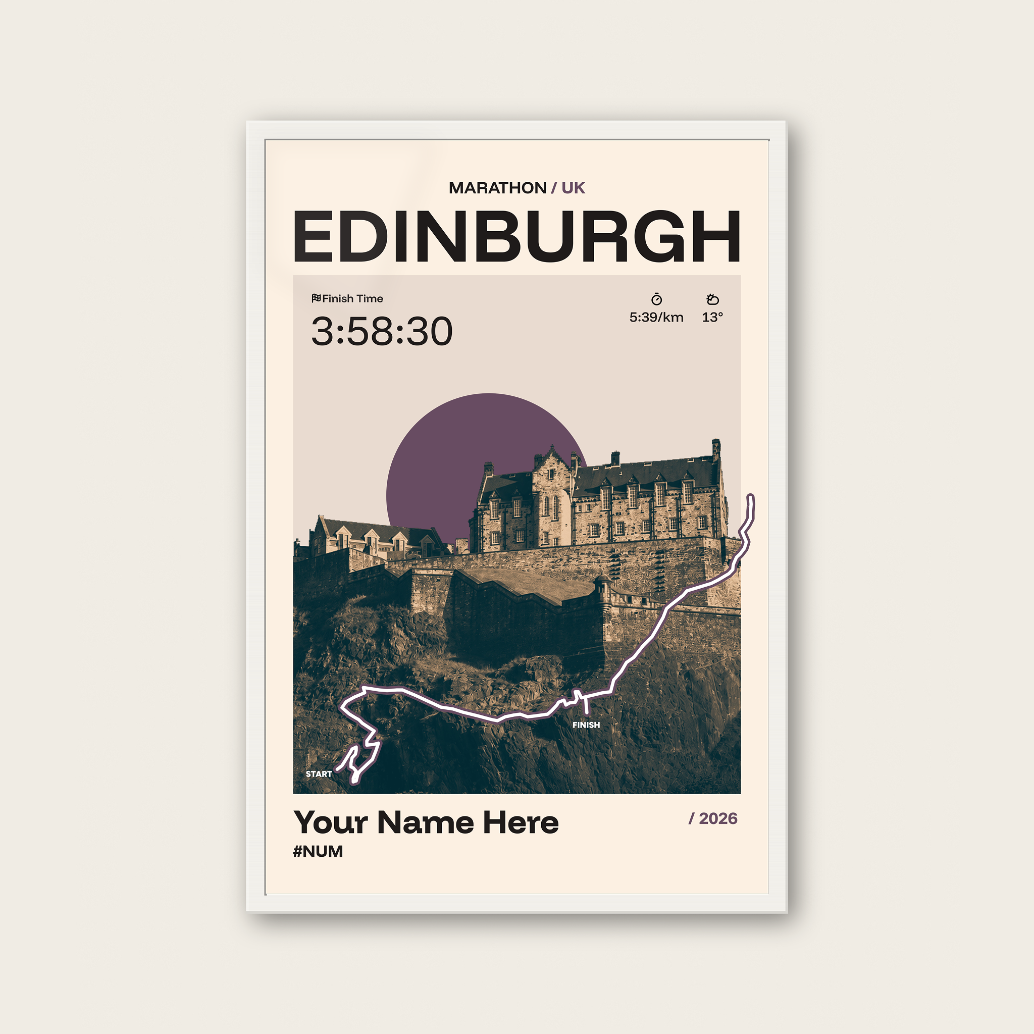 Edinburgh Marathon Personalised Race Print