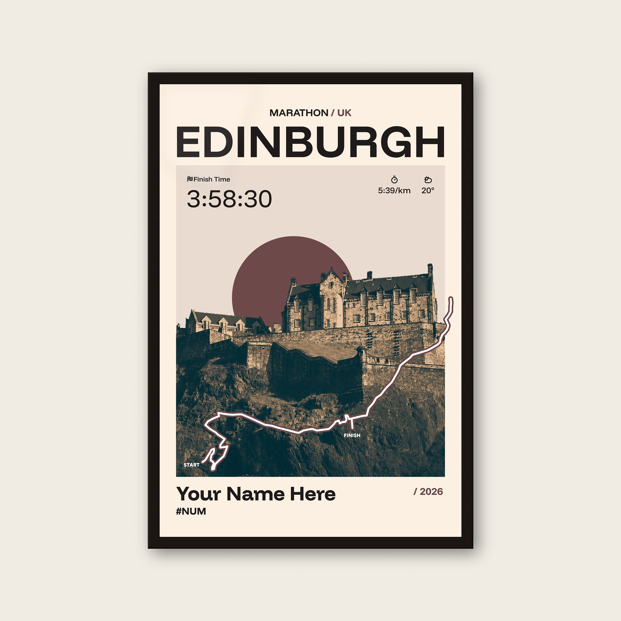 Edinburgh Marathon Personalised Race Print