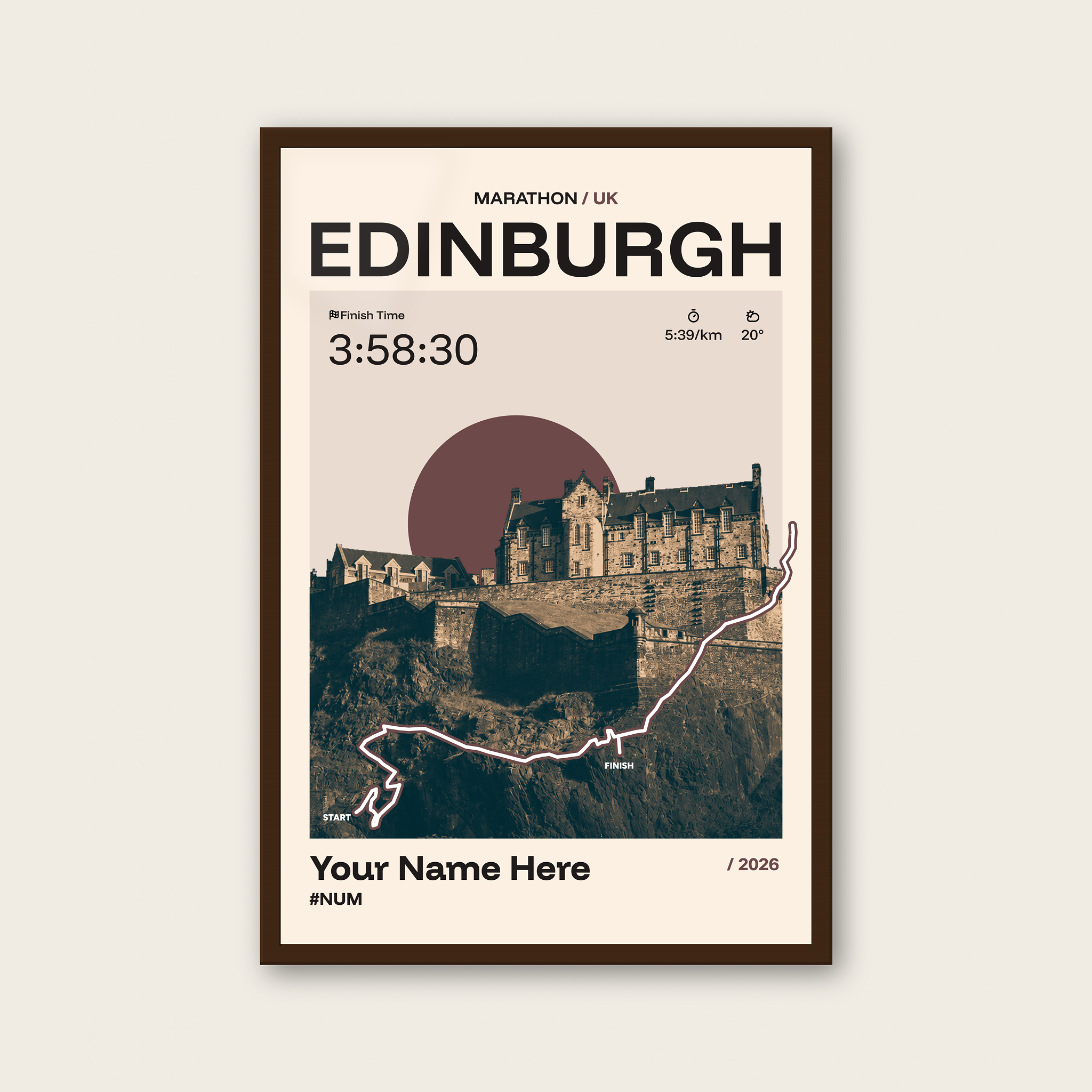 Edinburgh Marathon Personalised Race Print
