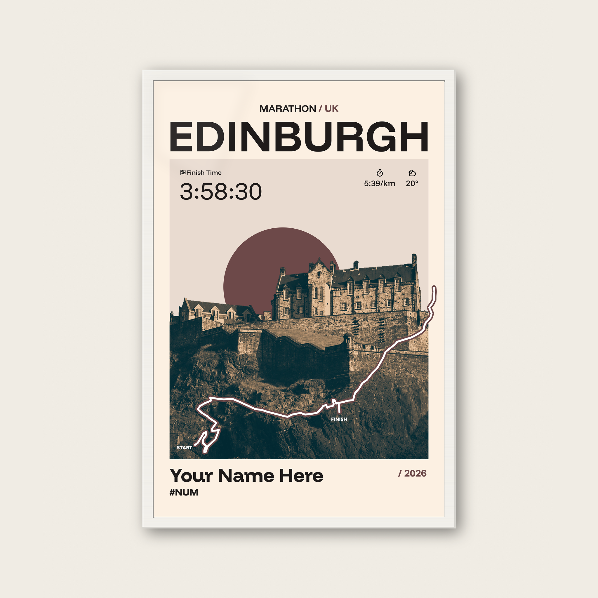 Edinburgh Marathon Personalised Race Print