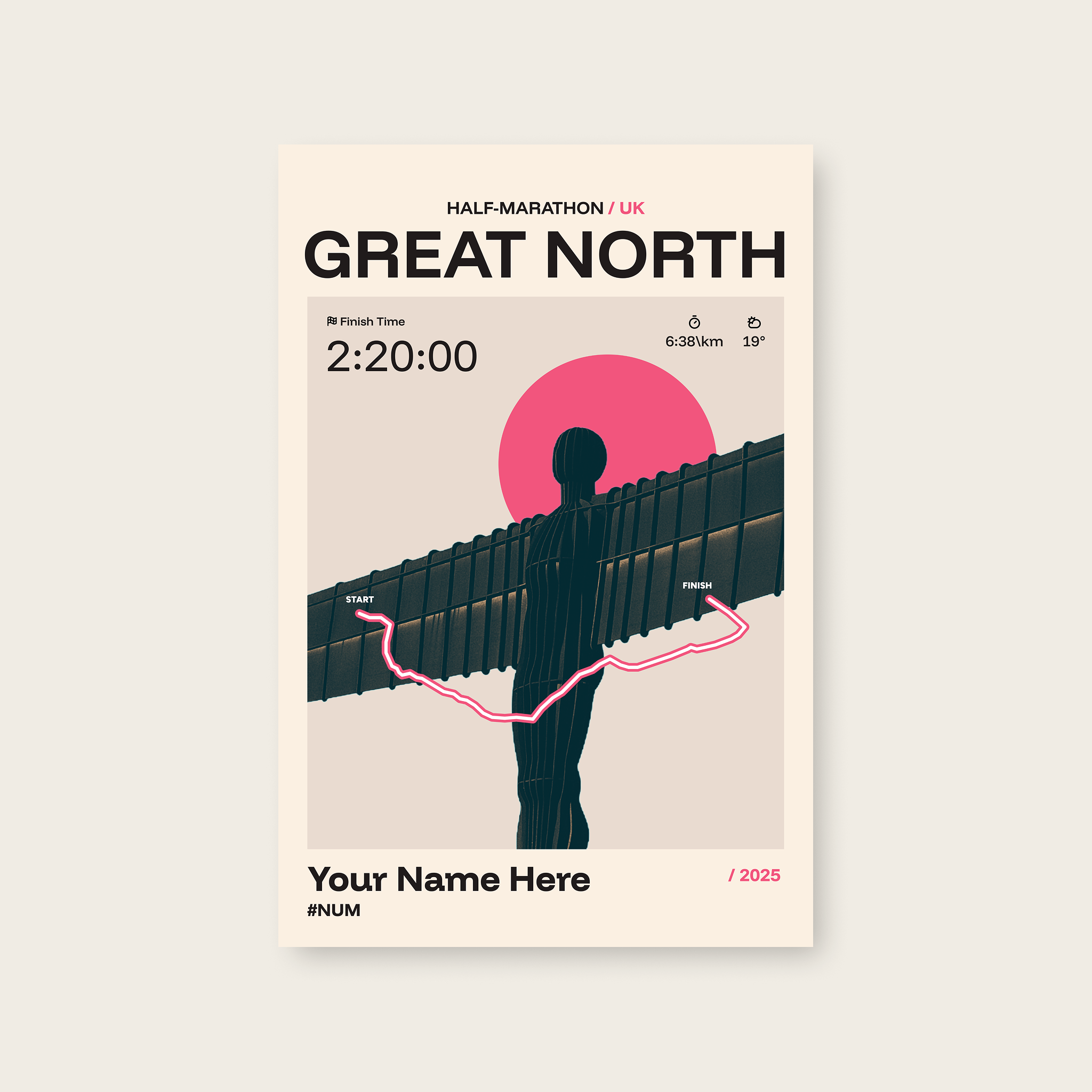 Great North Run Personalised Race Print