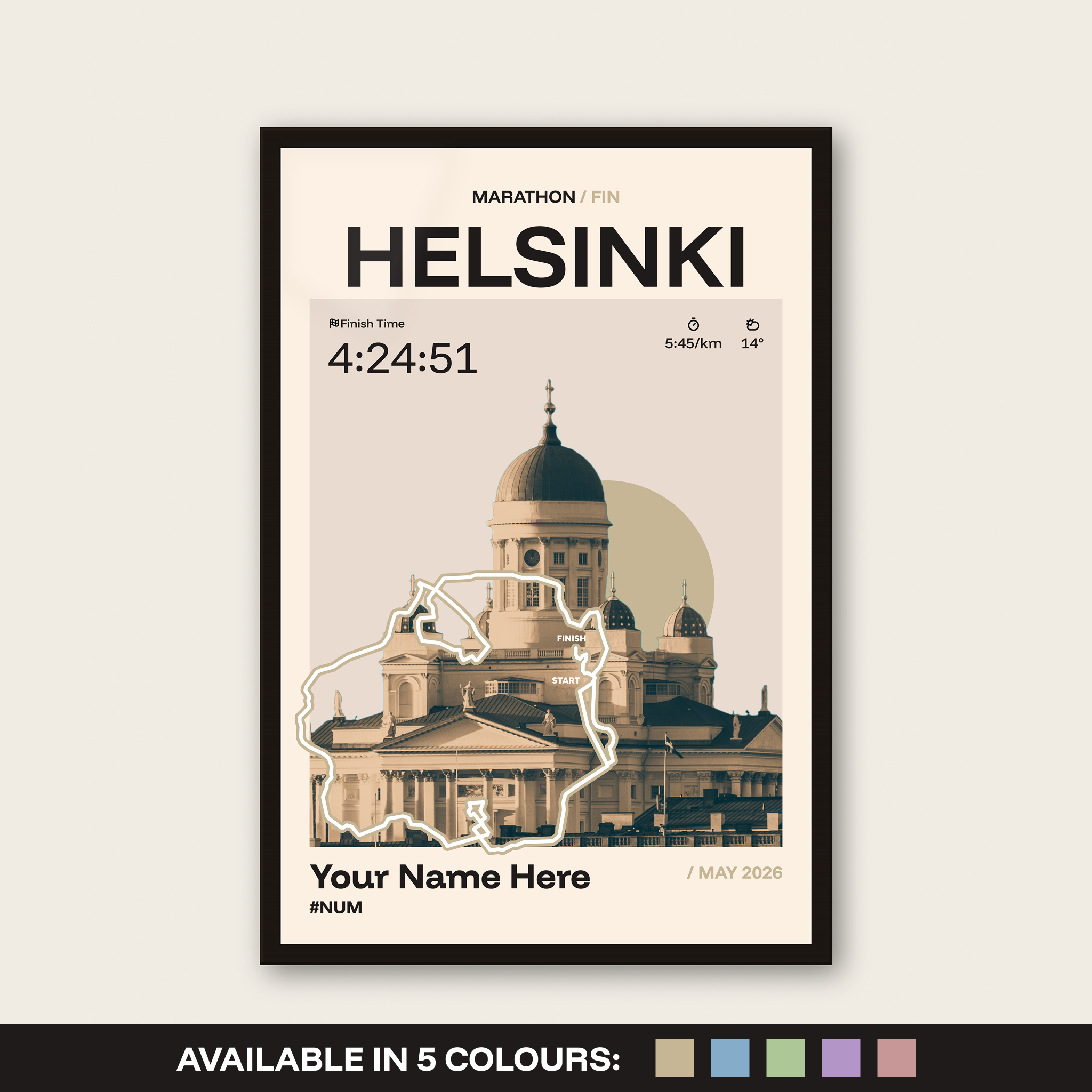 Helsinki City Marathon Personalised Race Print
