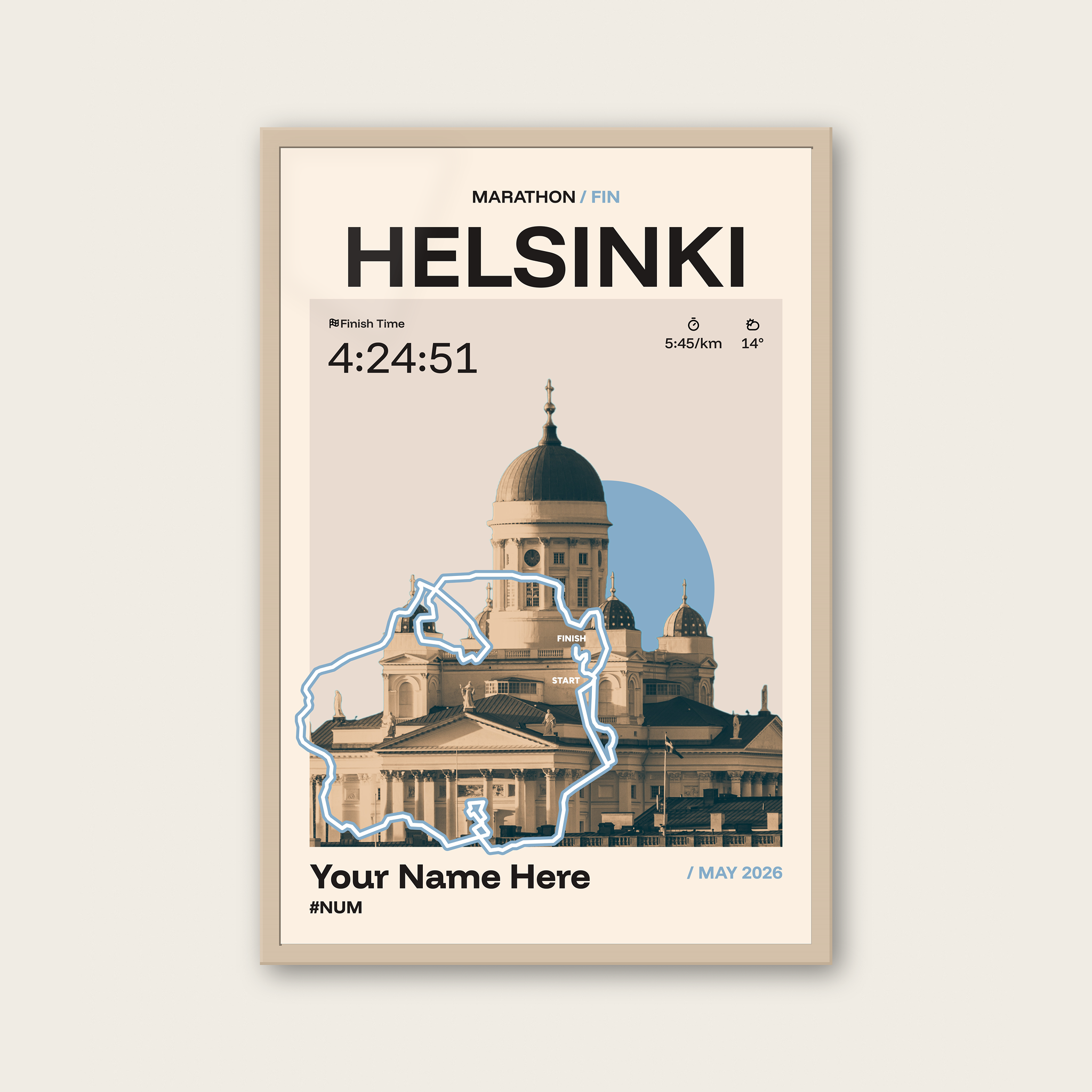 Helsinki City Marathon Personalised Race Print