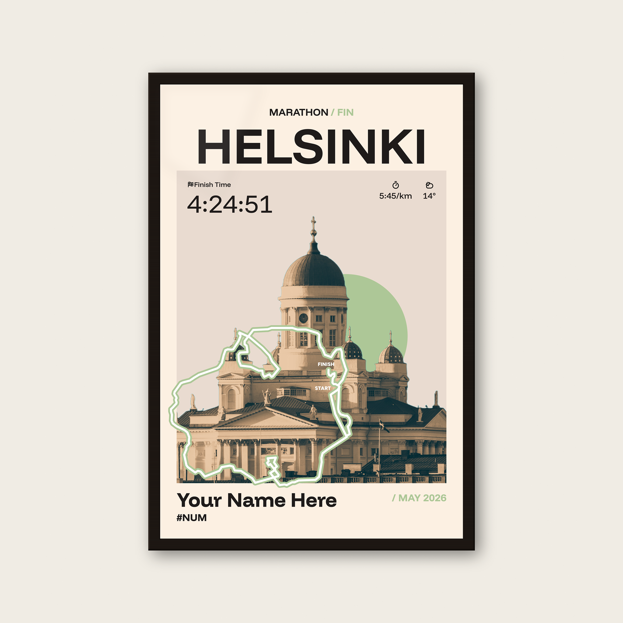 Helsinki City Marathon Personalised Race Print