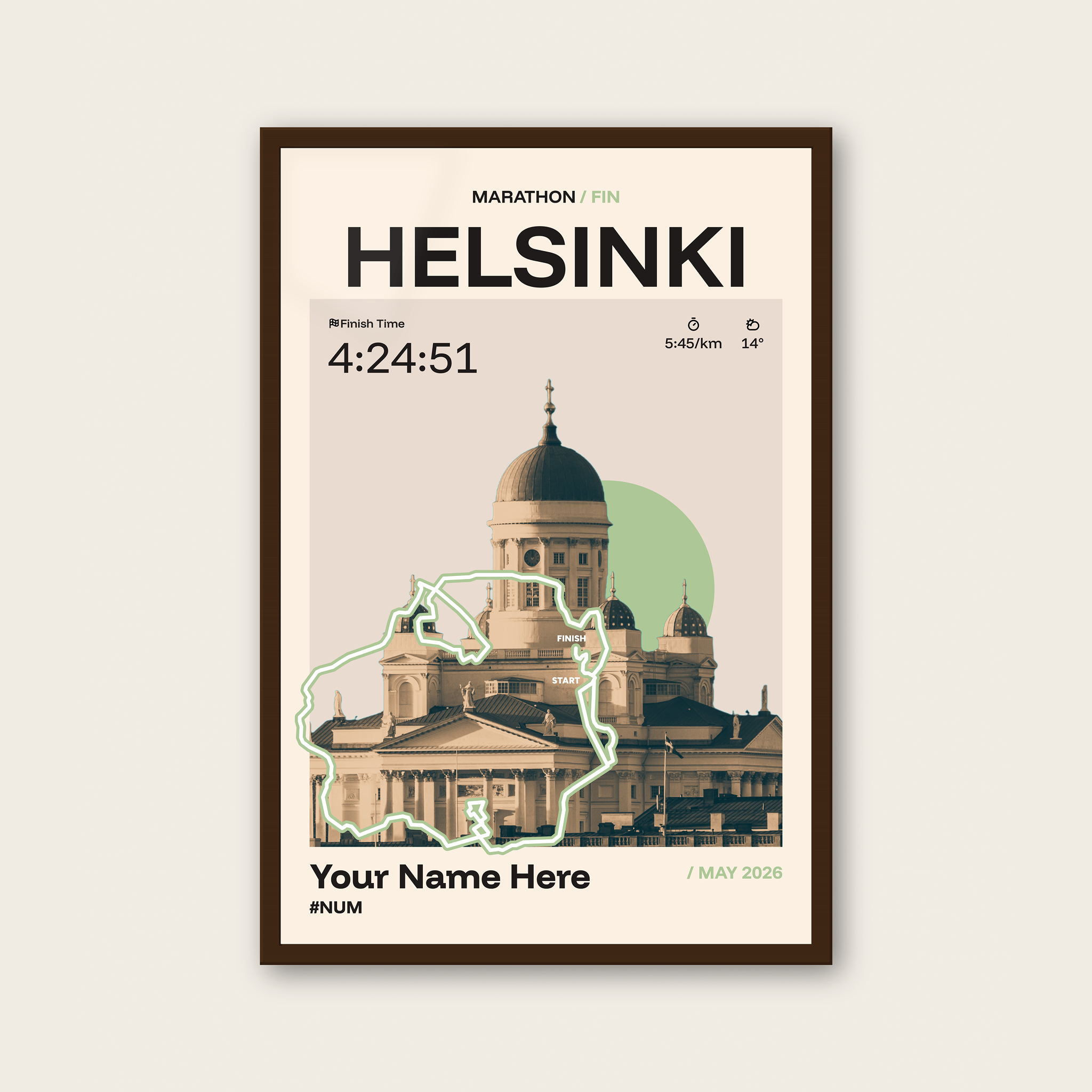 Helsinki City Marathon Personalised Race Print