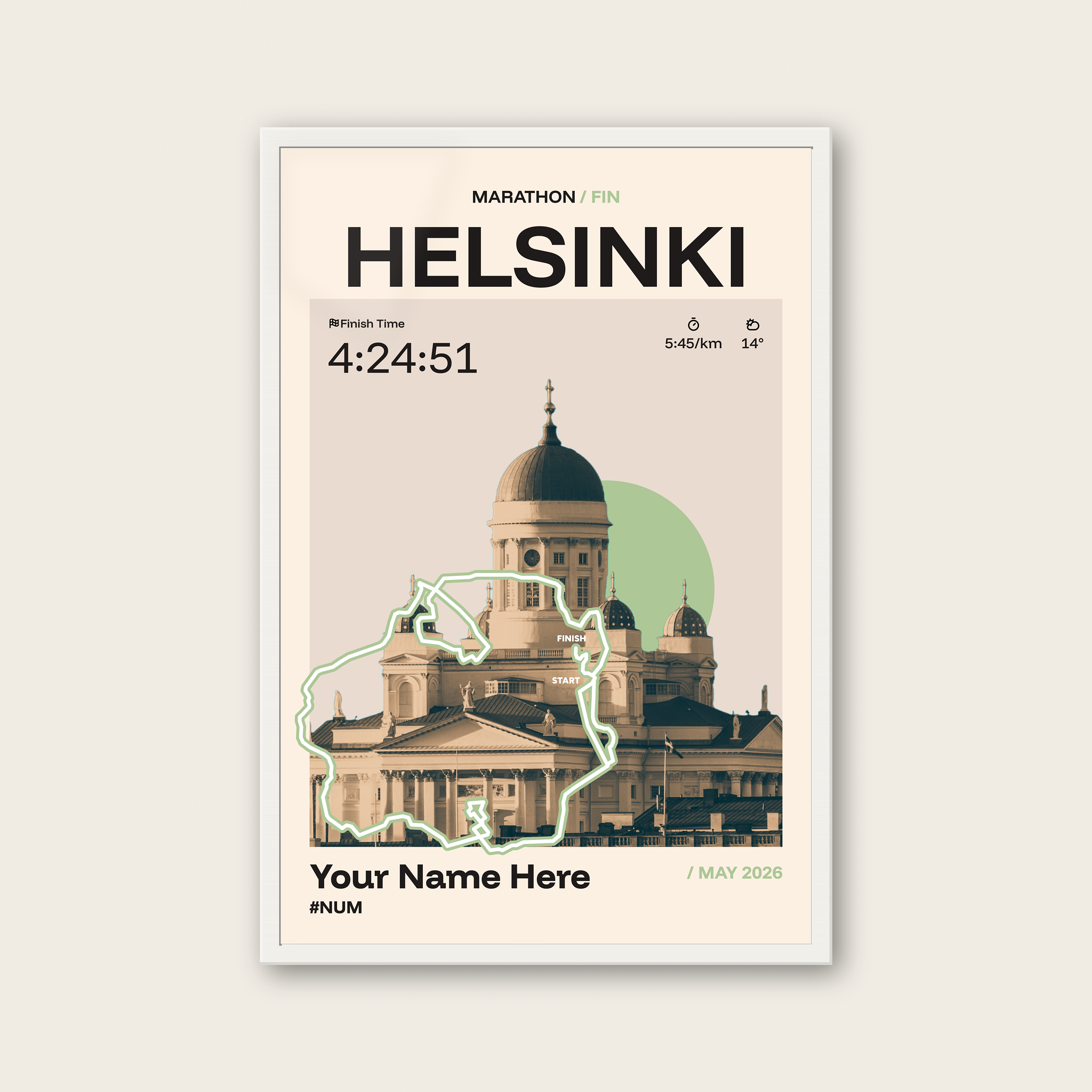Helsinki City Marathon Personalised Race Print