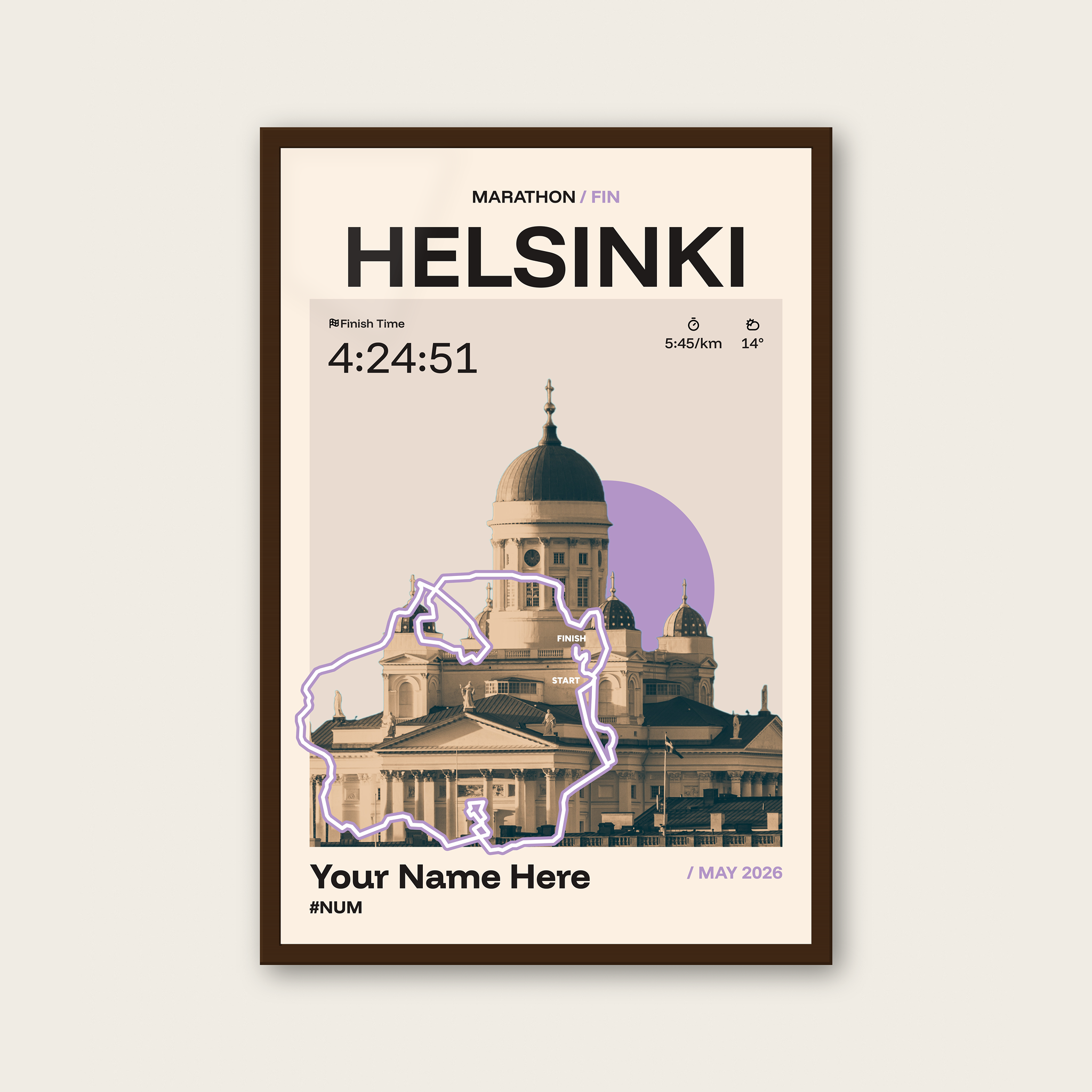 Helsinki City Marathon Personalised Race Print