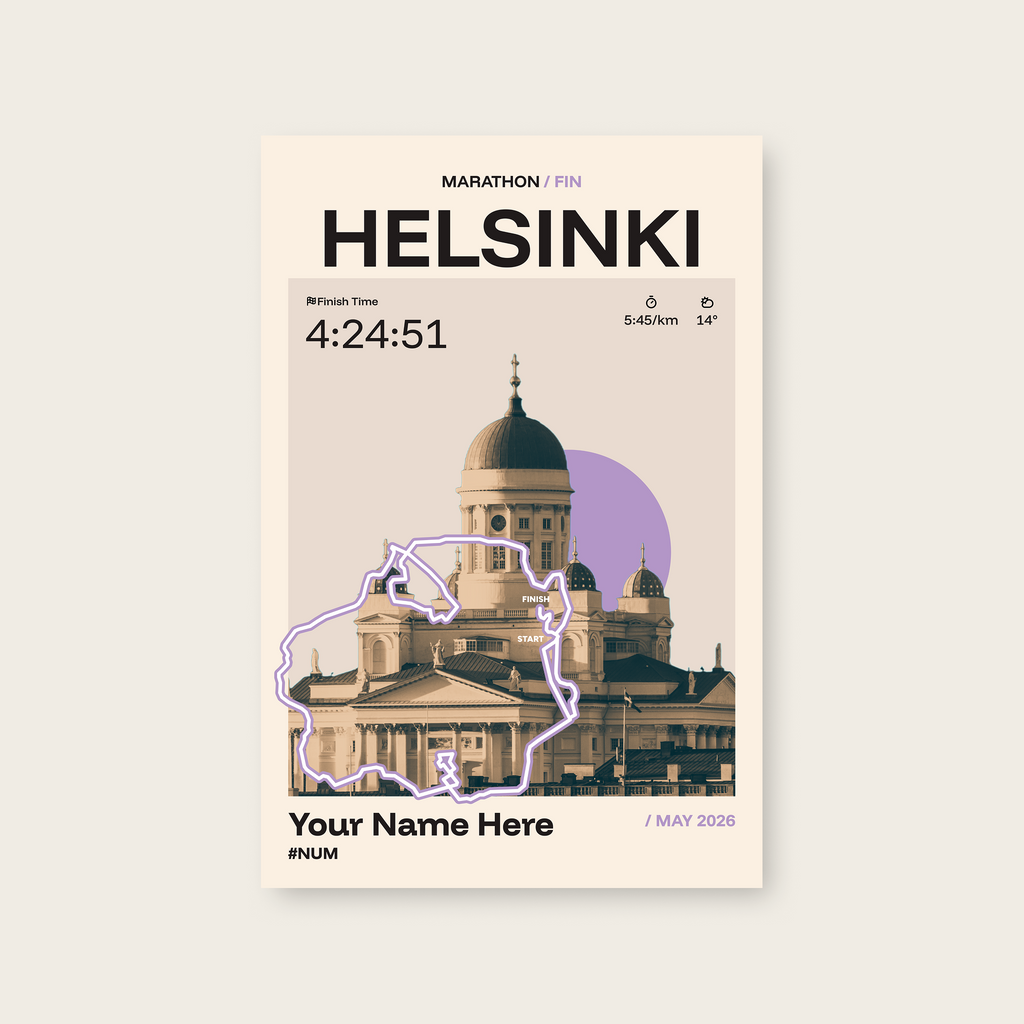 Helsinki City Marathon Personalised Race Print