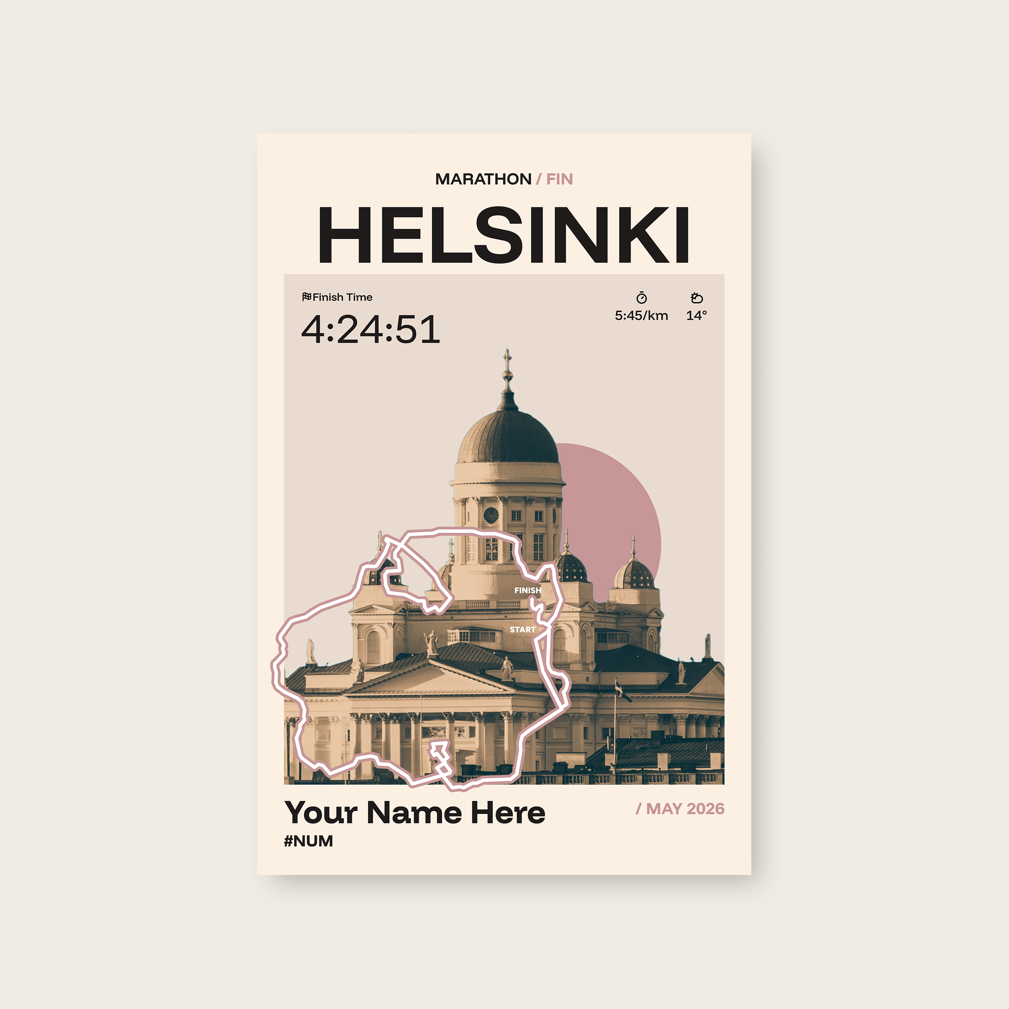 Helsinki City Marathon Personalised Race Print