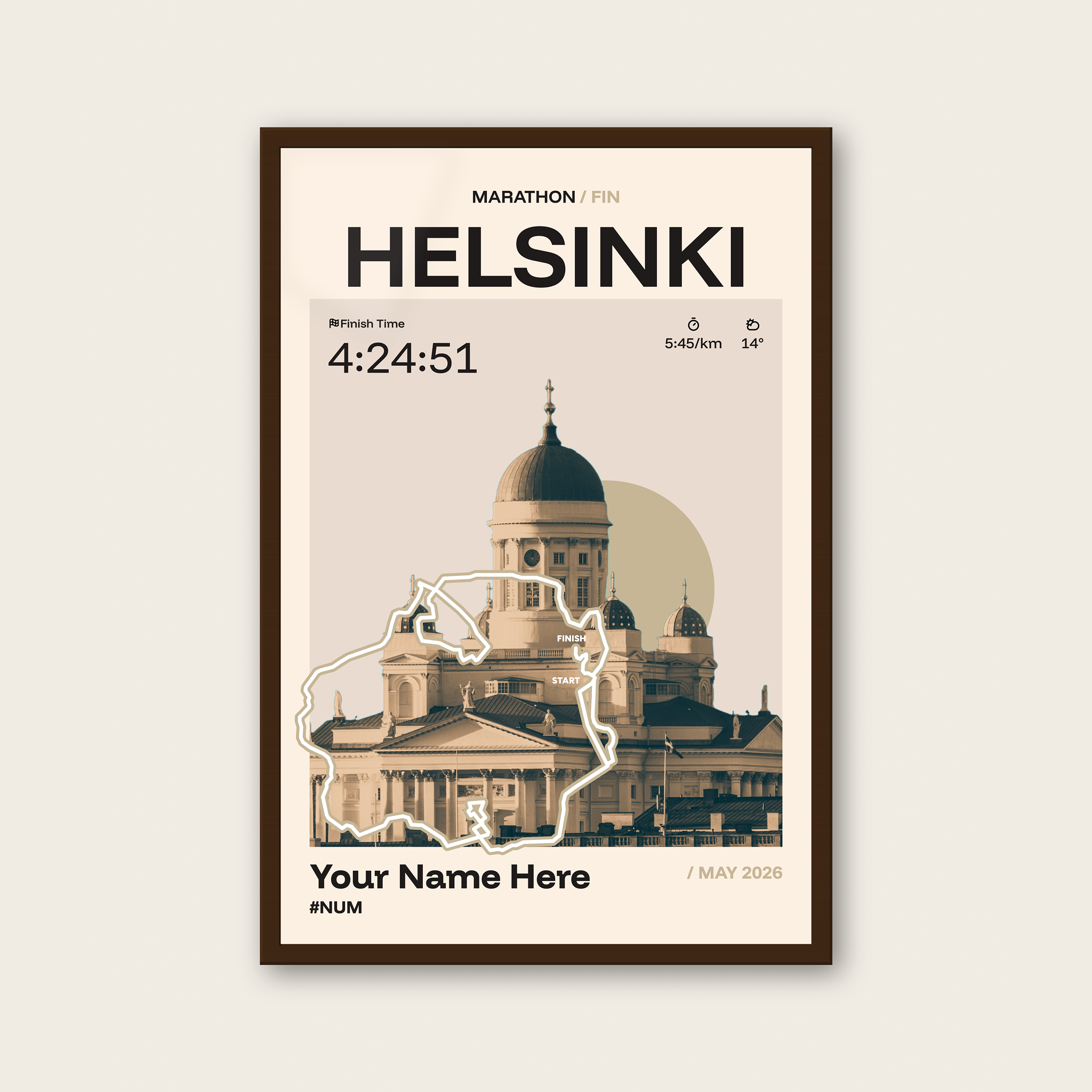 Helsinki City Marathon Personalised Race Print